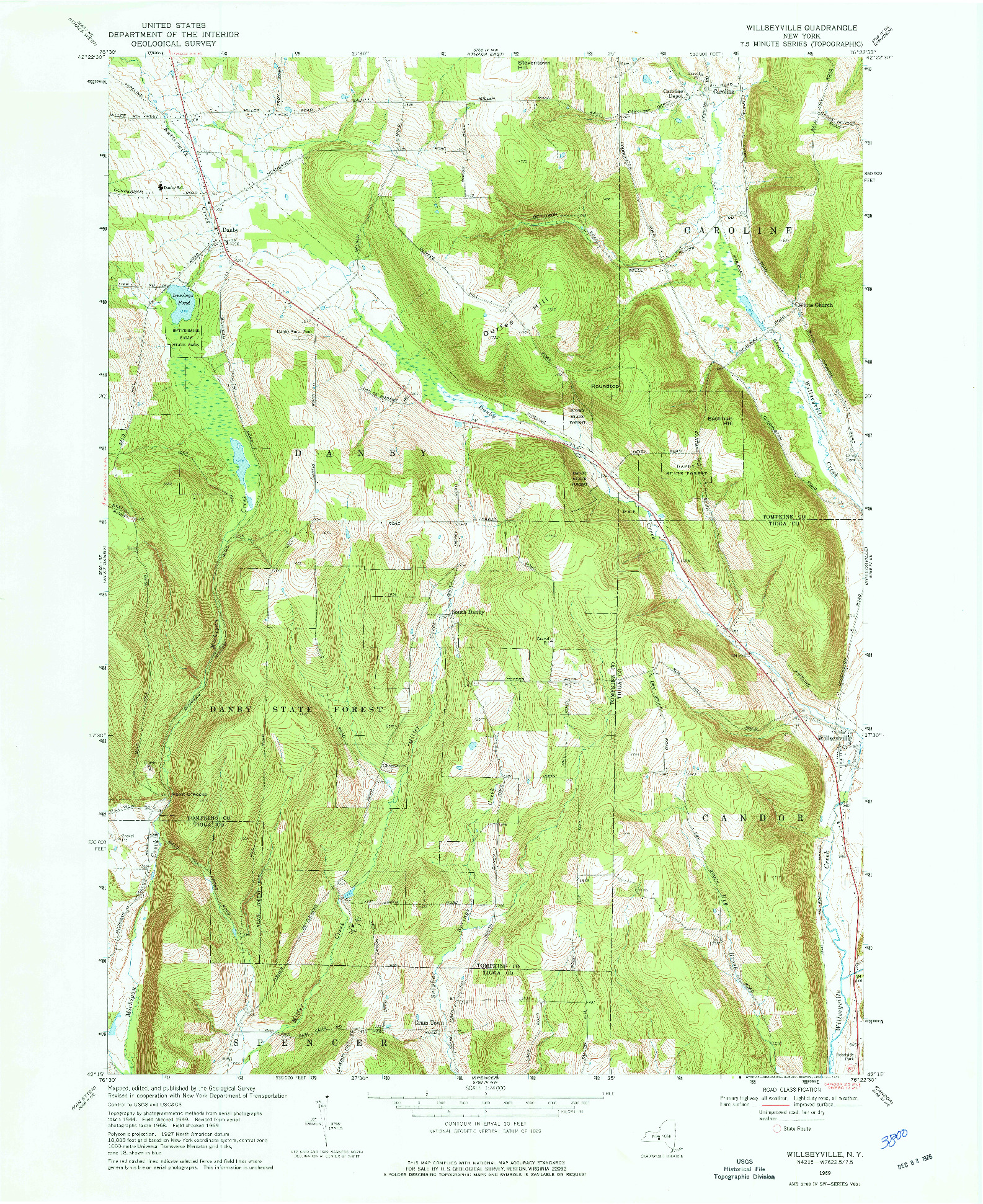 USGS 1:24000-SCALE QUADRANGLE FOR WILLSEYVILLE, NY 1969