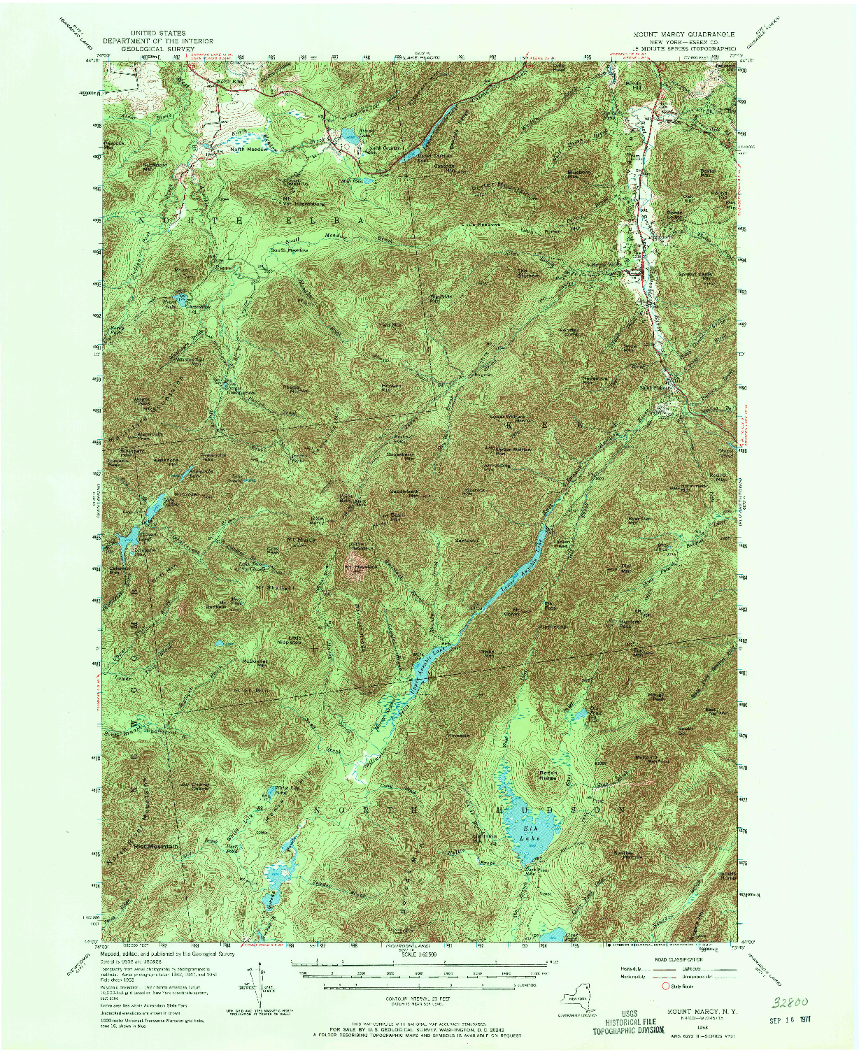 USGS 1:62500-SCALE QUADRANGLE FOR MOUNT MARCY, NY 1953