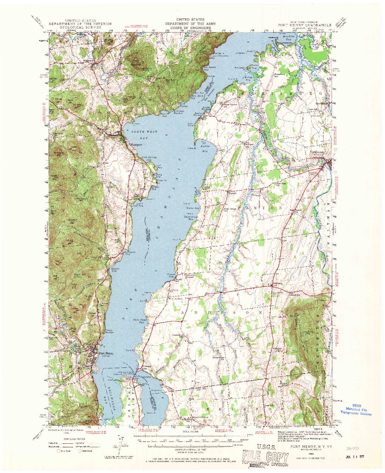 USGS 1:62500-SCALE QUADRANGLE FOR PORT HENRY, NY 1945
