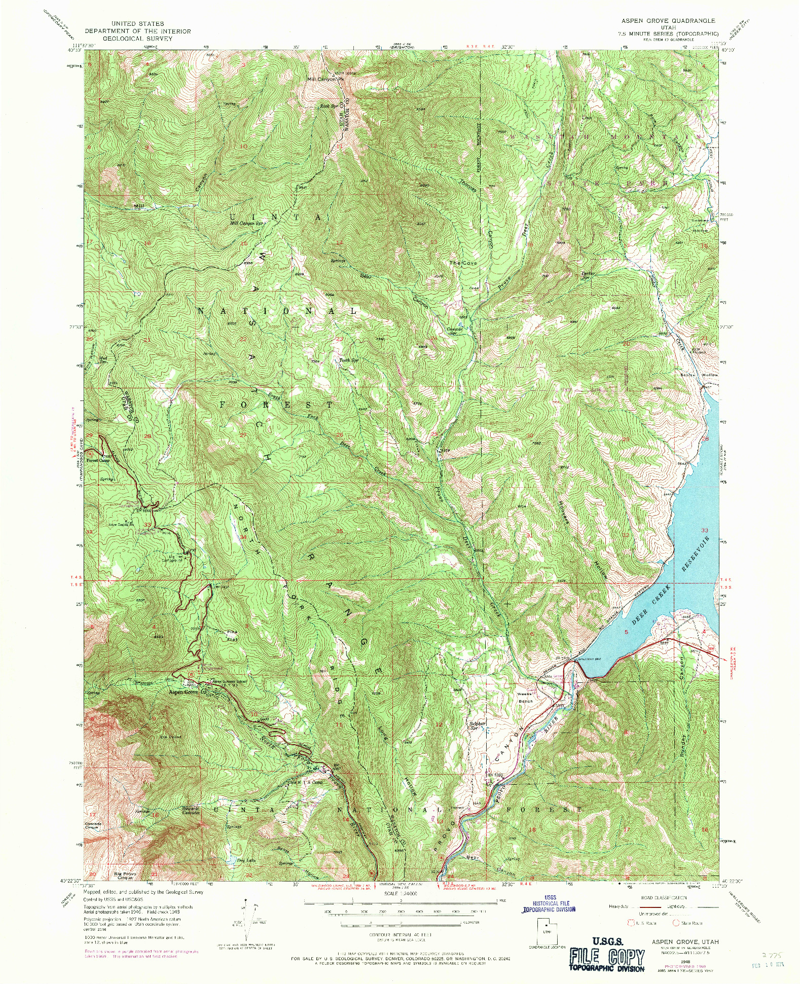 USGS 1:24000-SCALE QUADRANGLE FOR ASPEN GROVE, UT 1948