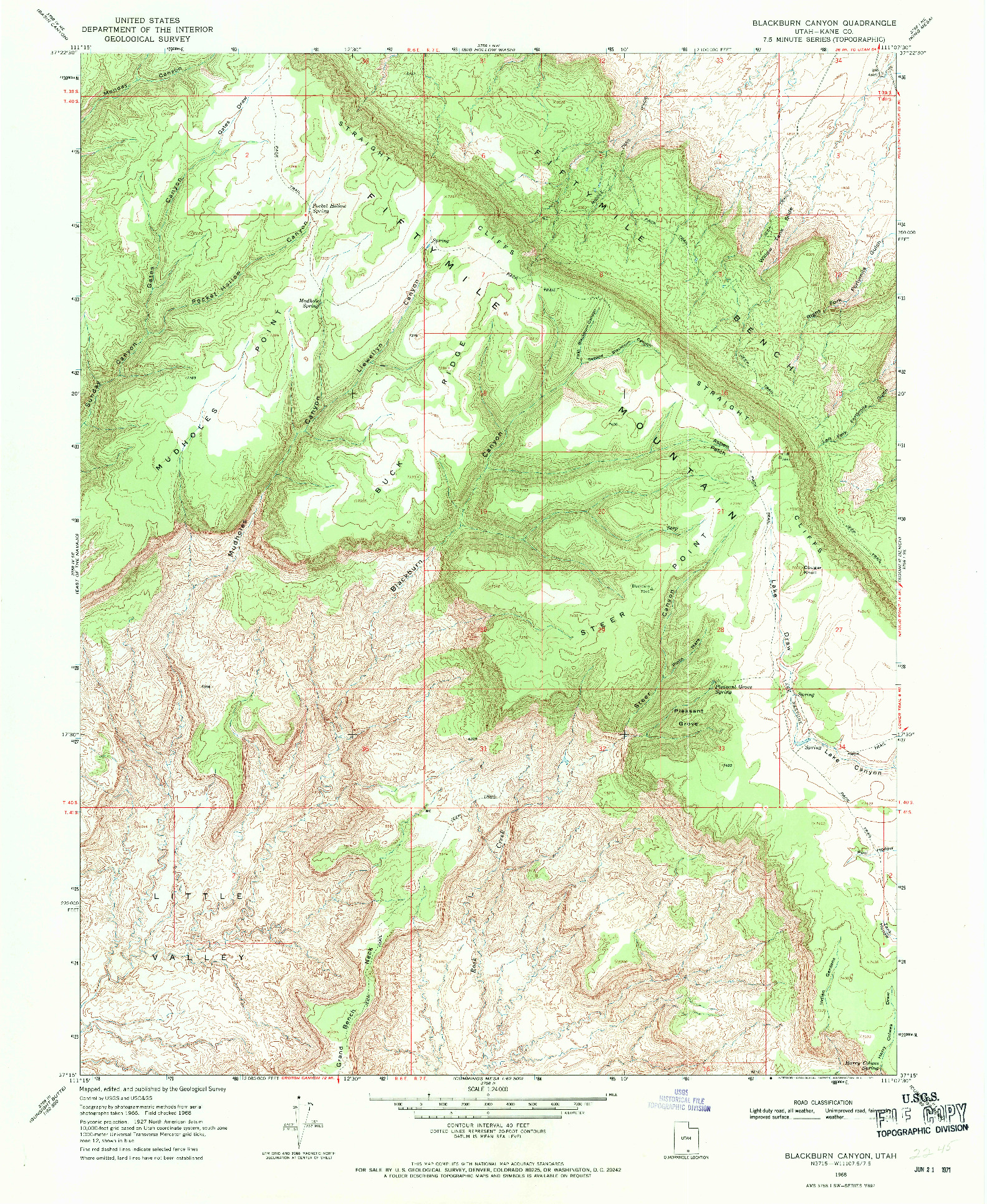 USGS 1:24000-SCALE QUADRANGLE FOR BLACKBURN CANYON, UT 1968