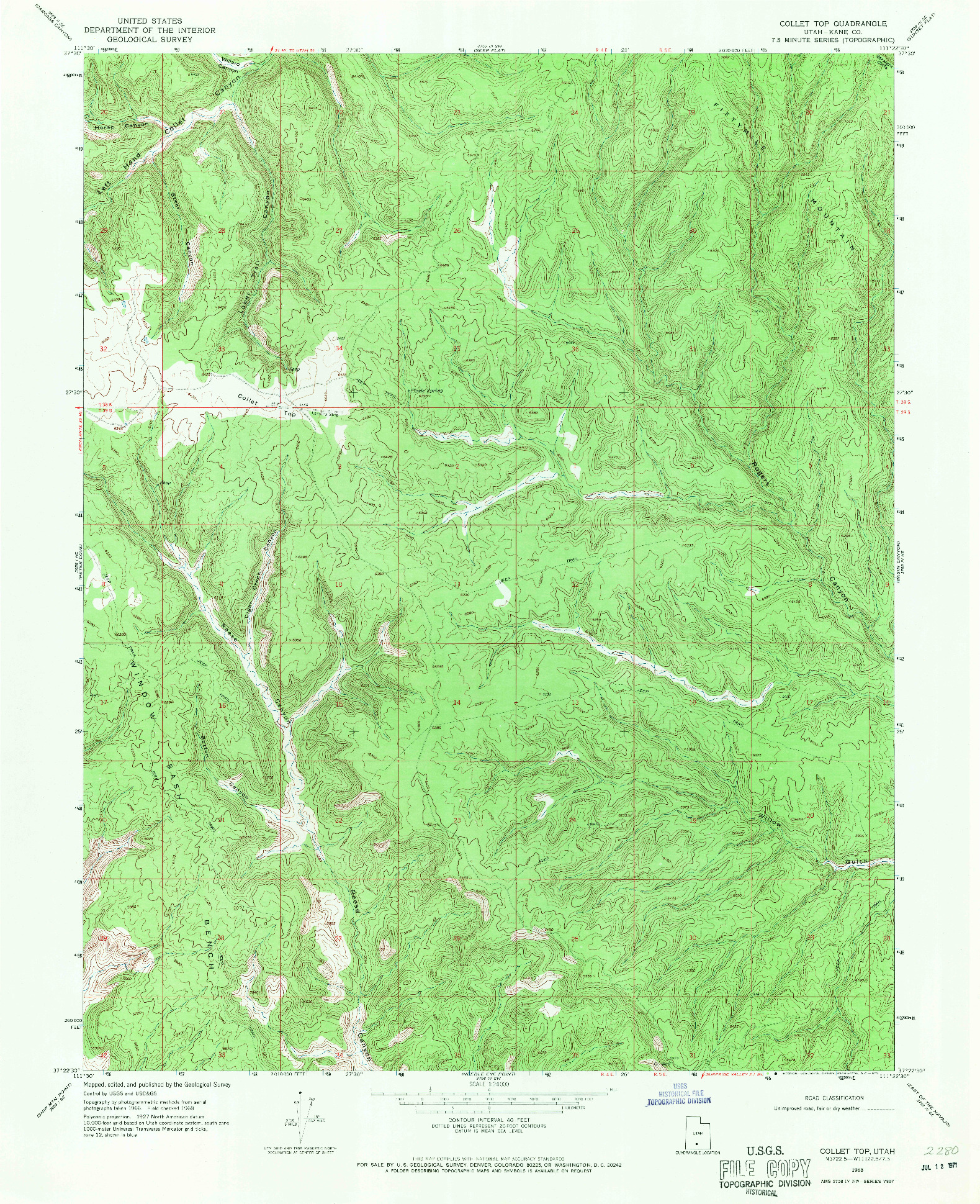 USGS 1:24000-SCALE QUADRANGLE FOR COLLET TOP, UT 1968
