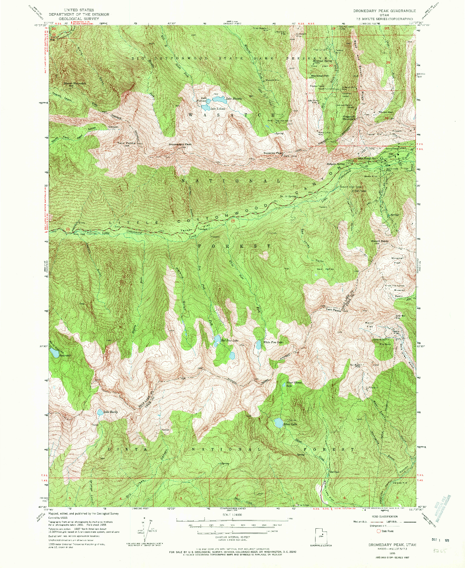 USGS 1:24000-SCALE QUADRANGLE FOR DROMEDARY PEAK, UT 1955