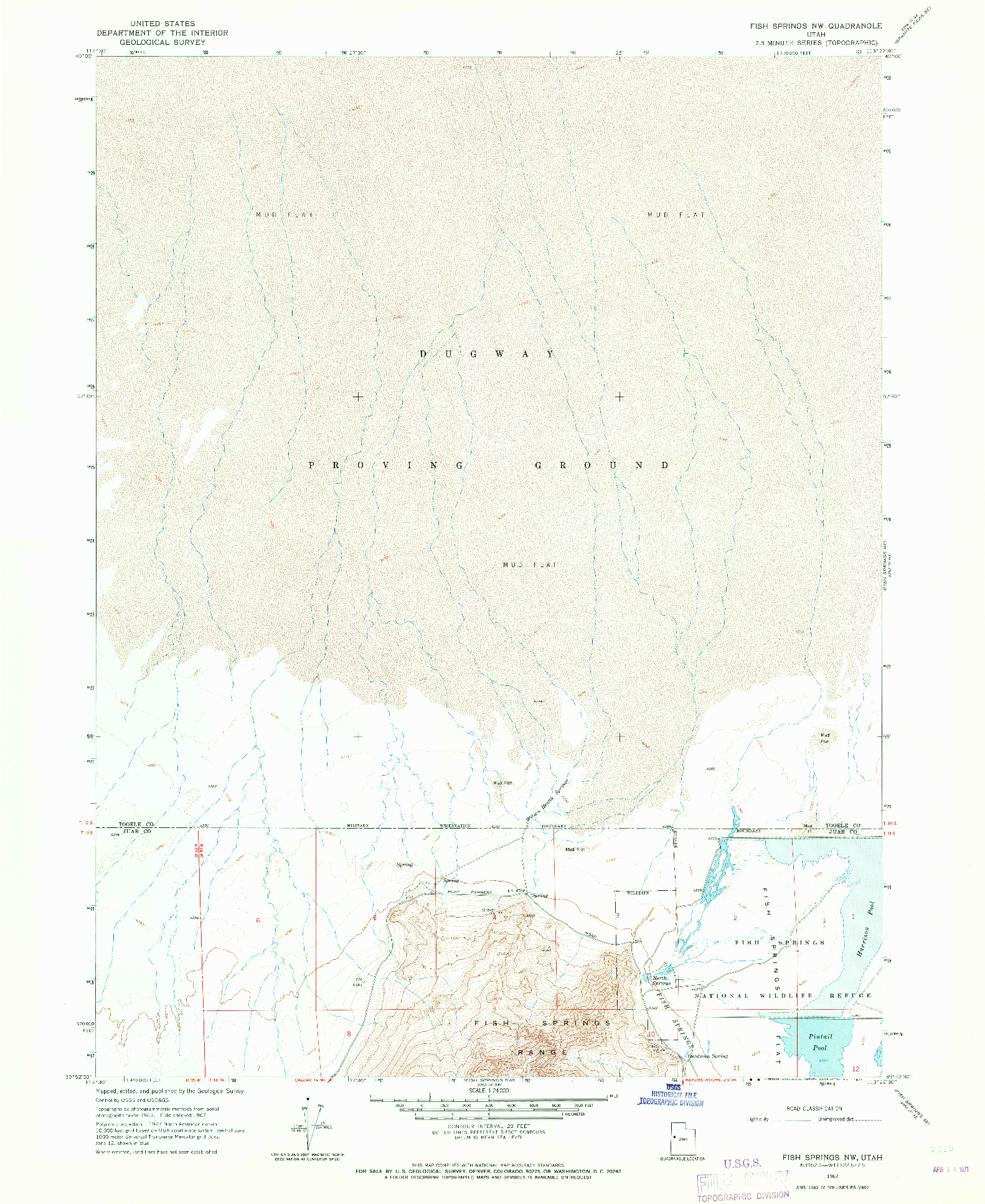 USGS 1:24000-SCALE QUADRANGLE FOR FISH SPRINGS NW, UT 1967