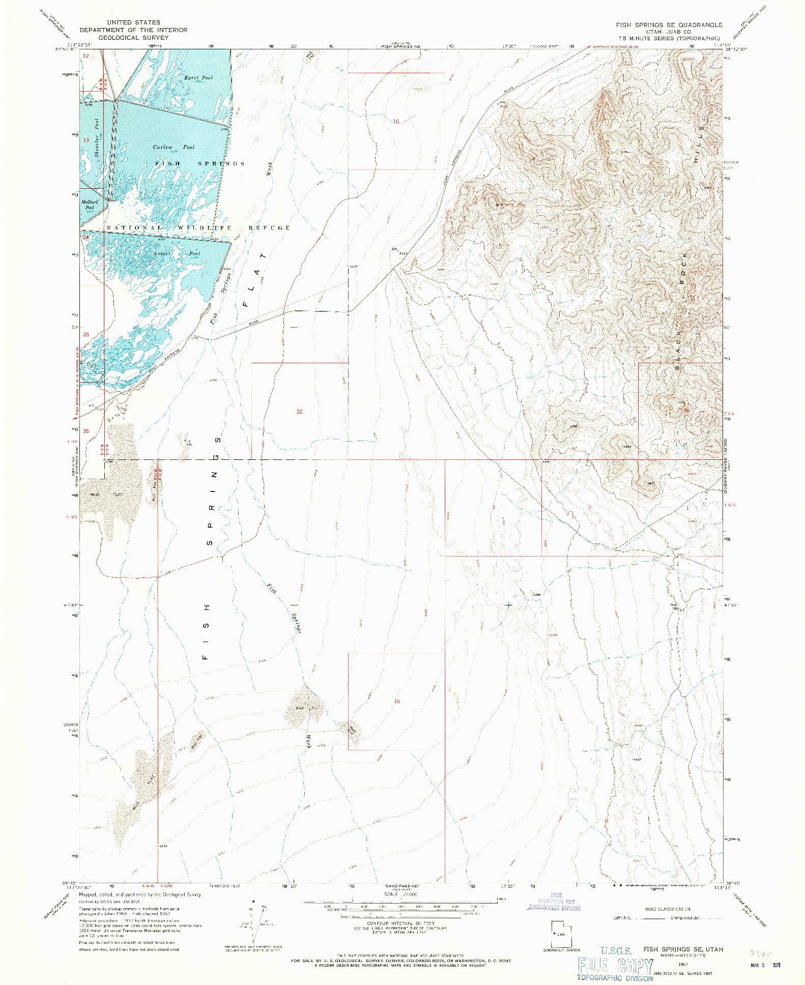 USGS 1:24000-SCALE QUADRANGLE FOR FISH SPRINGS SE, UT 1967