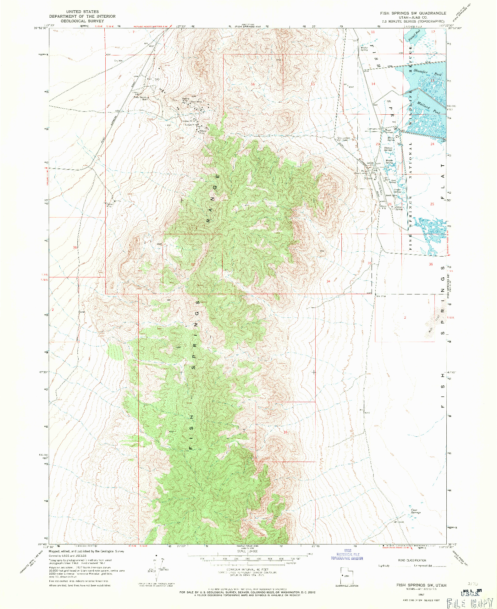 USGS 1:24000-SCALE QUADRANGLE FOR FISH SPRINGS SW, UT 1967