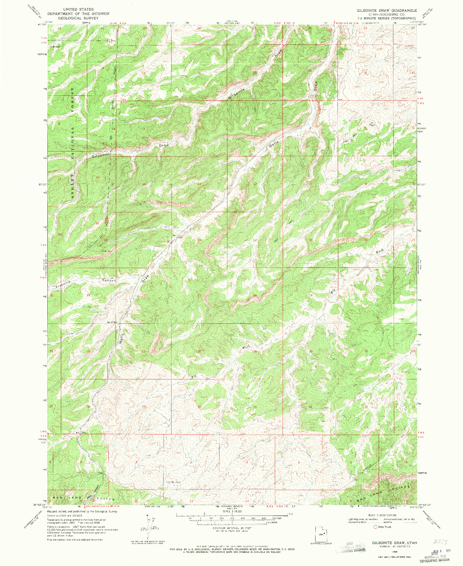 USGS 1:24000-SCALE QUADRANGLE FOR GILSONITE DRAW, UT 1968