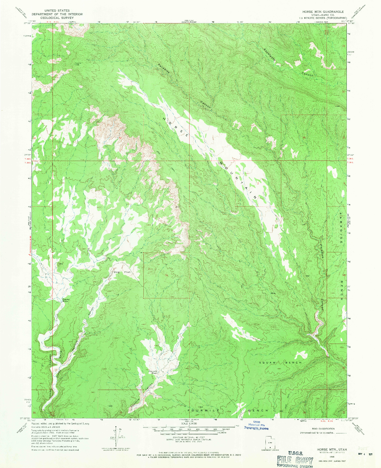 USGS 1:24000-SCALE QUADRANGLE FOR HORSE MTN, UT 1968