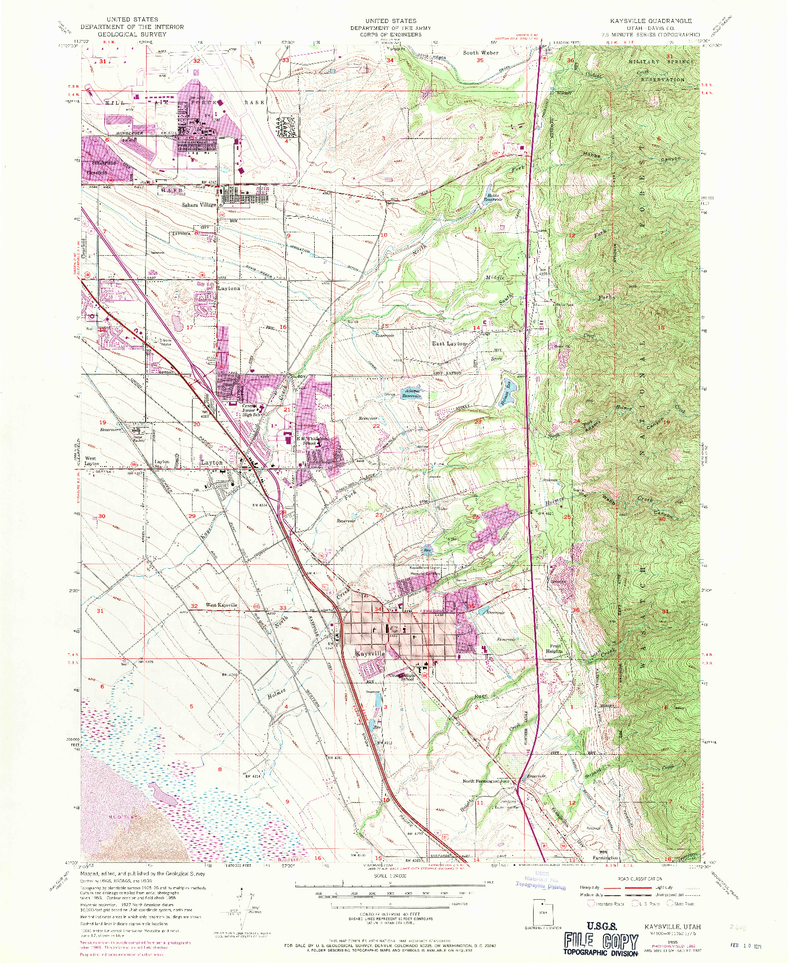 USGS 1:24000-SCALE QUADRANGLE FOR KAYSVILLE, UT 1955