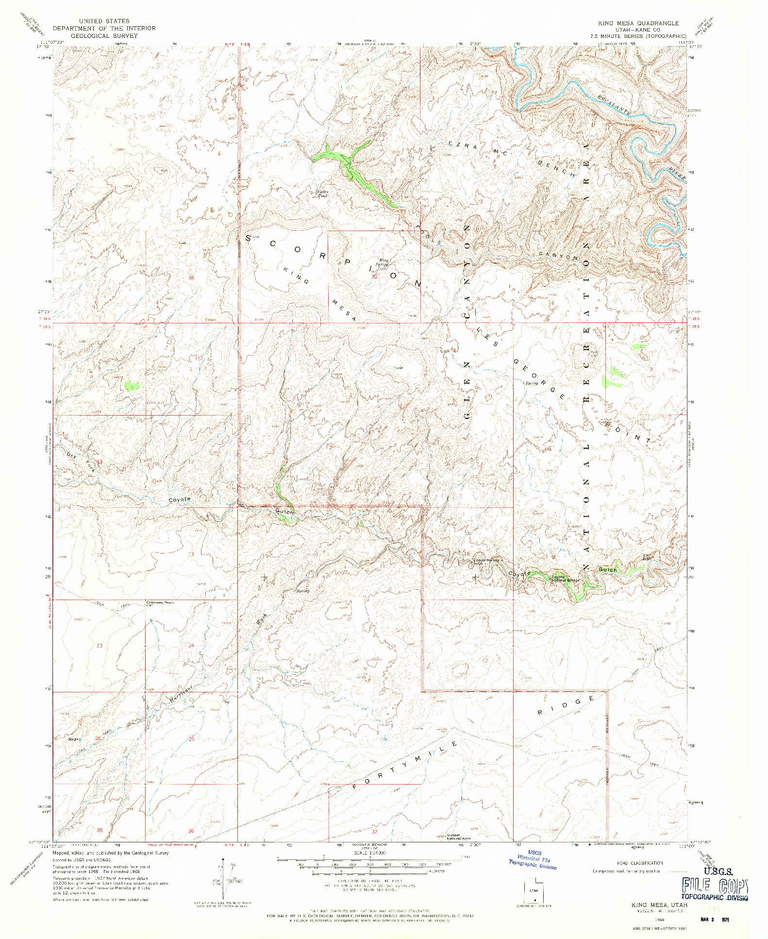 USGS 1:24000-SCALE QUADRANGLE FOR KING MESA, UT 1968