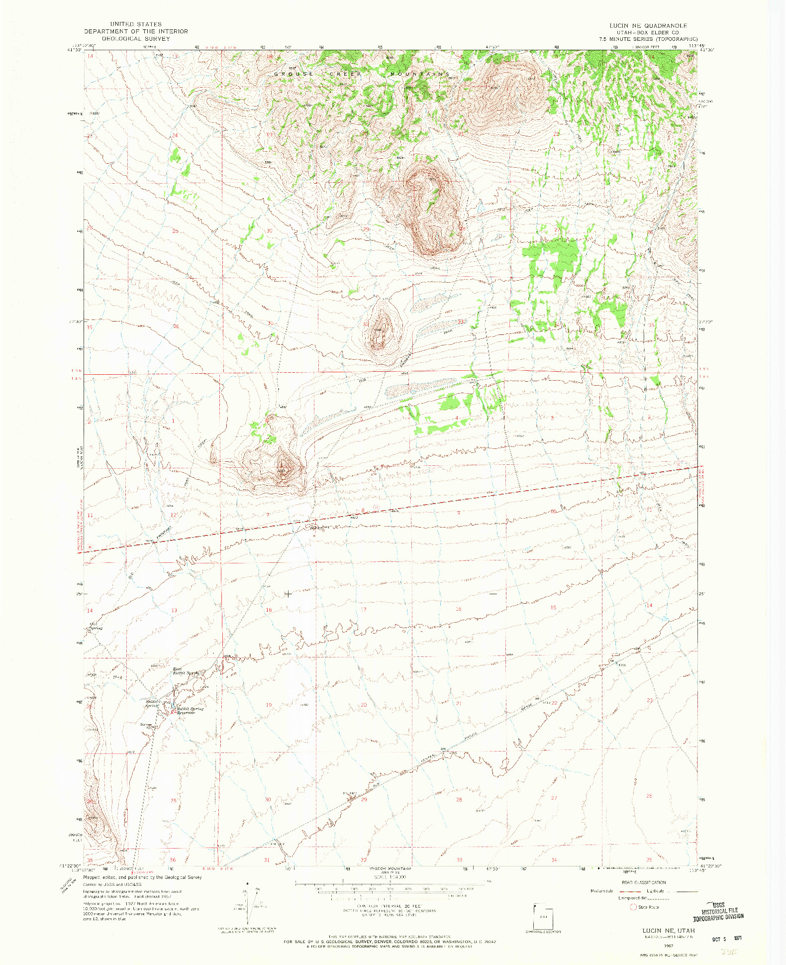 USGS 1:24000-SCALE QUADRANGLE FOR LUCIN NE, UT 1967