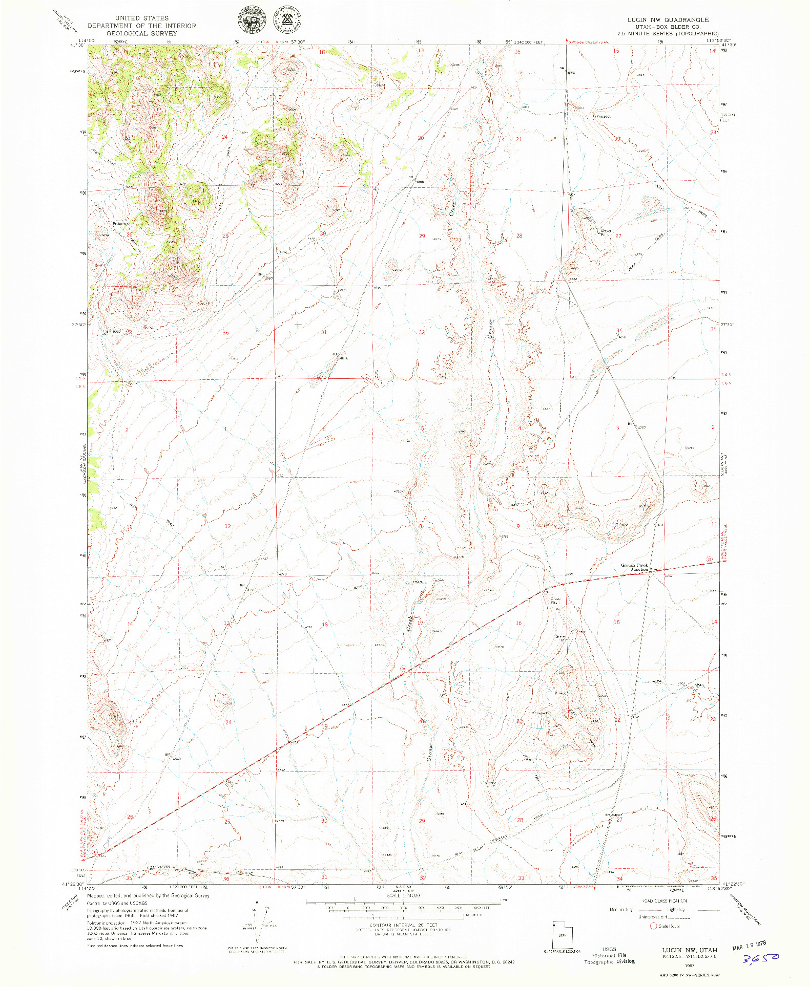 USGS 1:24000-SCALE QUADRANGLE FOR LUCIN NW, UT 1967