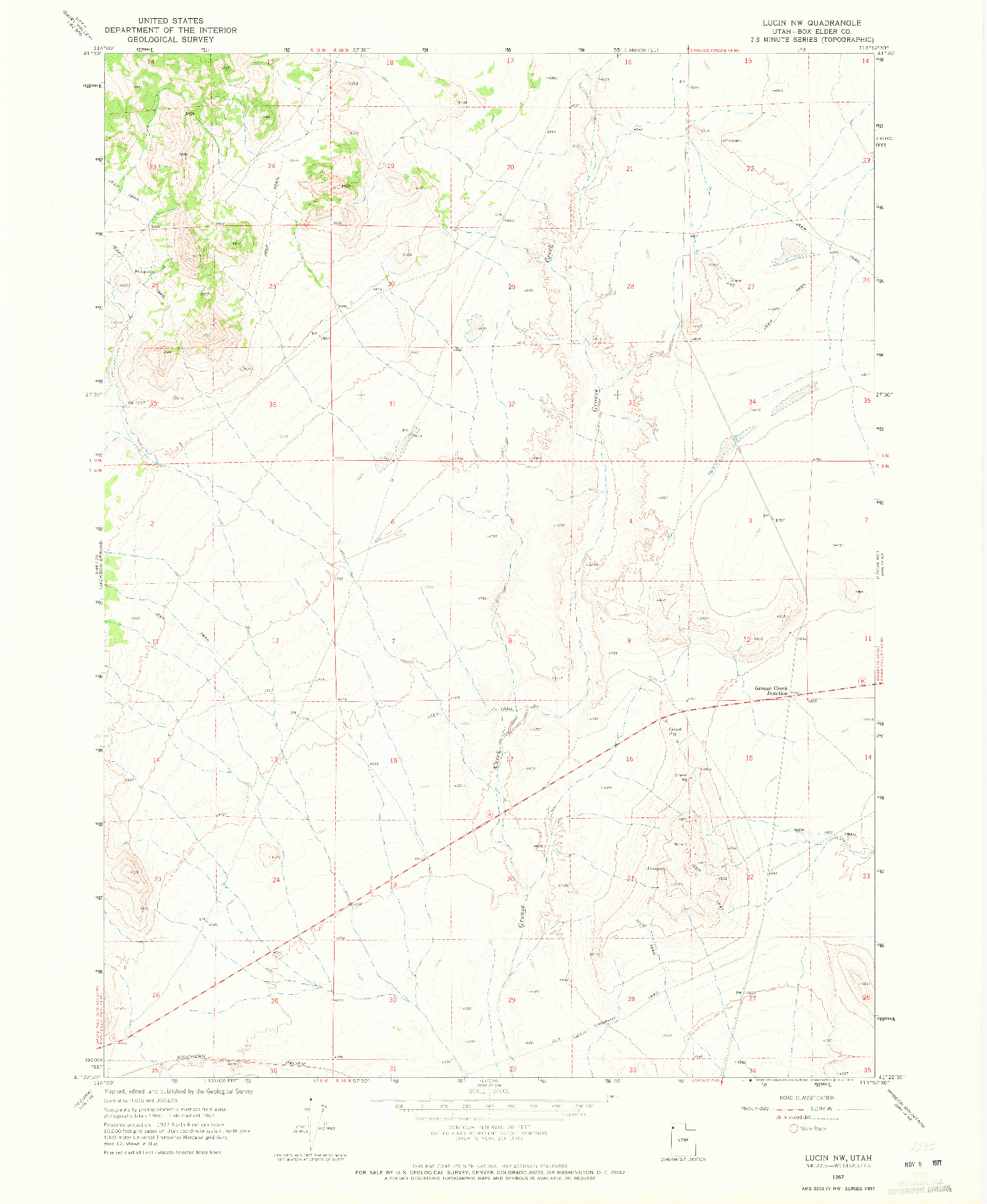 USGS 1:24000-SCALE QUADRANGLE FOR LUCIN NW, UT 1967