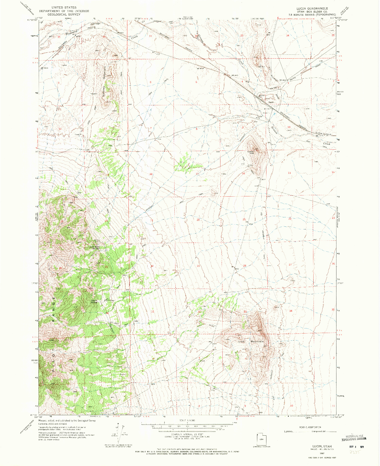 USGS 1:24000-SCALE QUADRANGLE FOR LUCIN, UT 1967