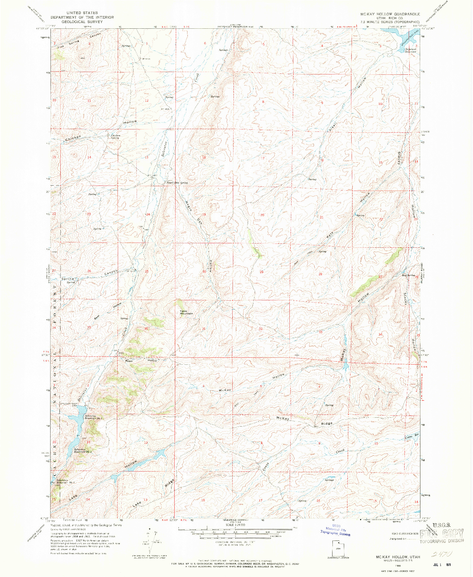 USGS 1:24000-SCALE QUADRANGLE FOR MC KAY HOLLOW, UT 1968