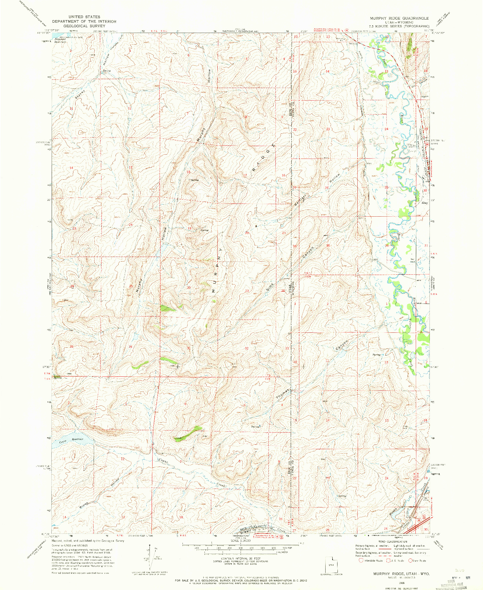 USGS 1:24000-SCALE QUADRANGLE FOR MURPHY RIDGE, UT 1968