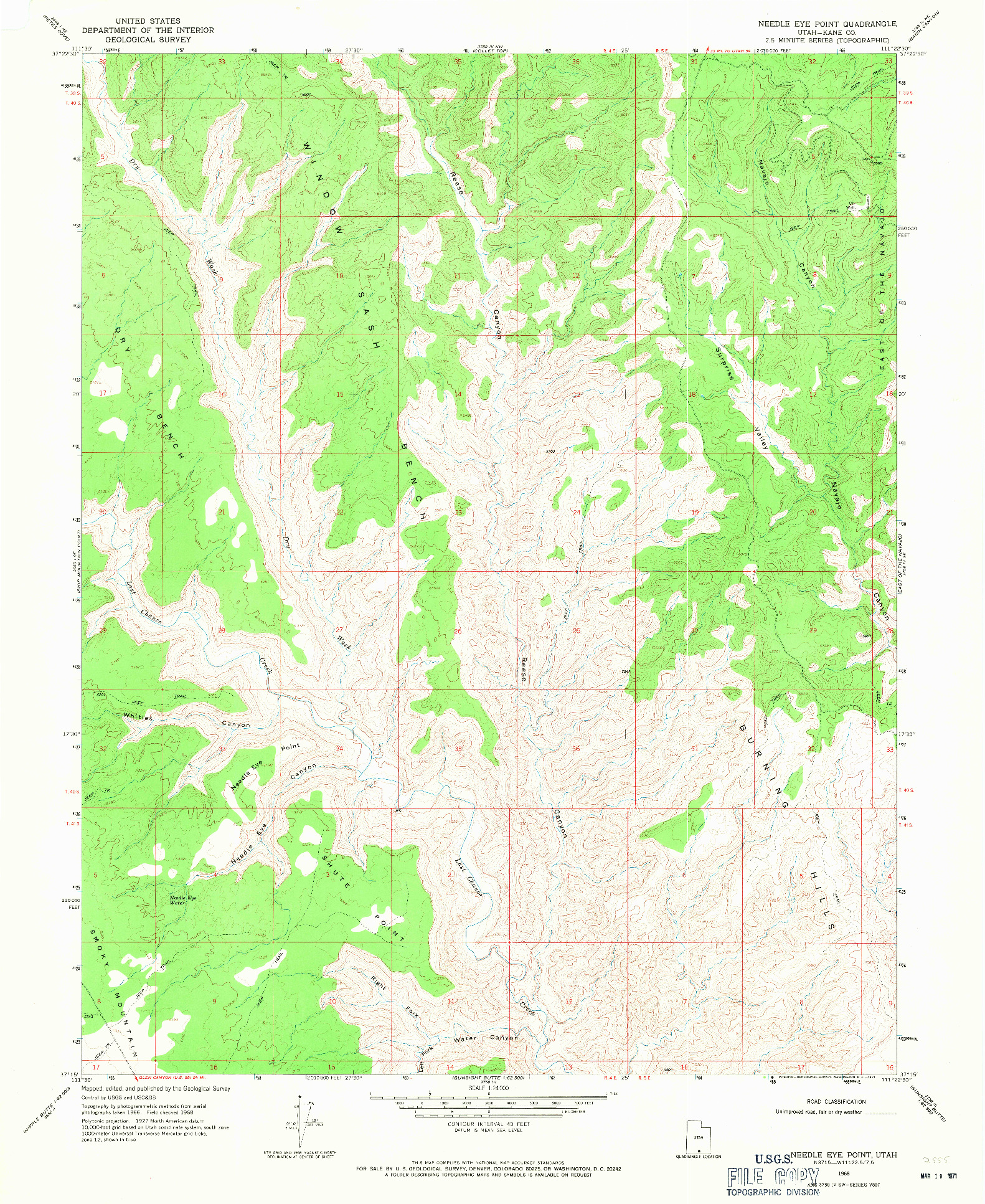 USGS 1:24000-SCALE QUADRANGLE FOR NEEDLE EYE POINT, UT 1968