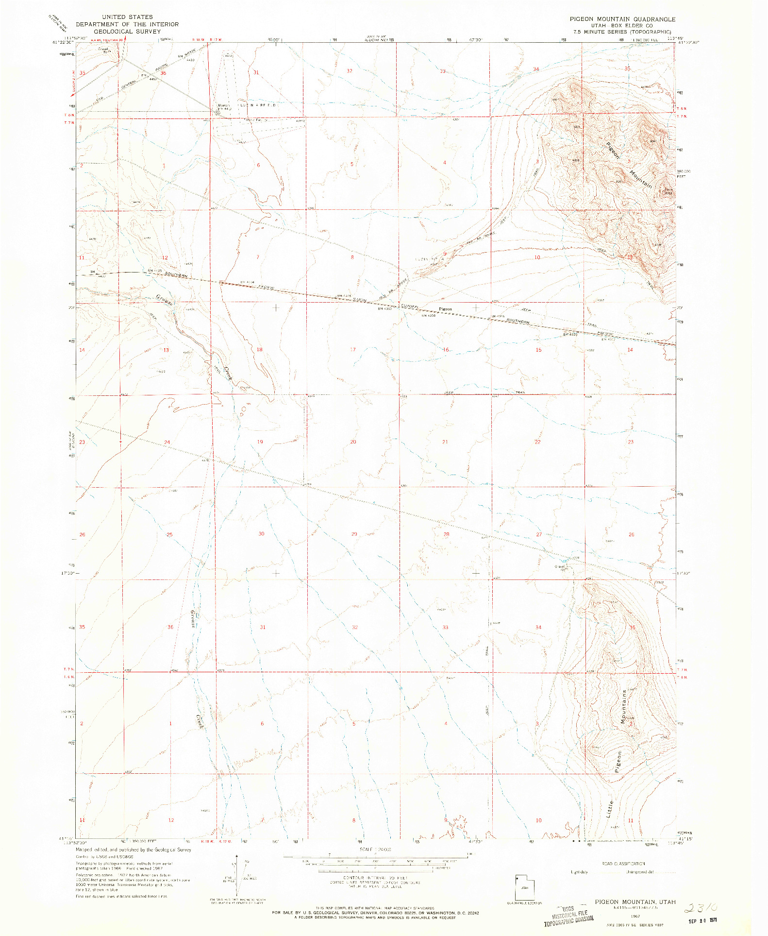 USGS 1:24000-SCALE QUADRANGLE FOR PIGEON MOUNTAIN, UT 1967