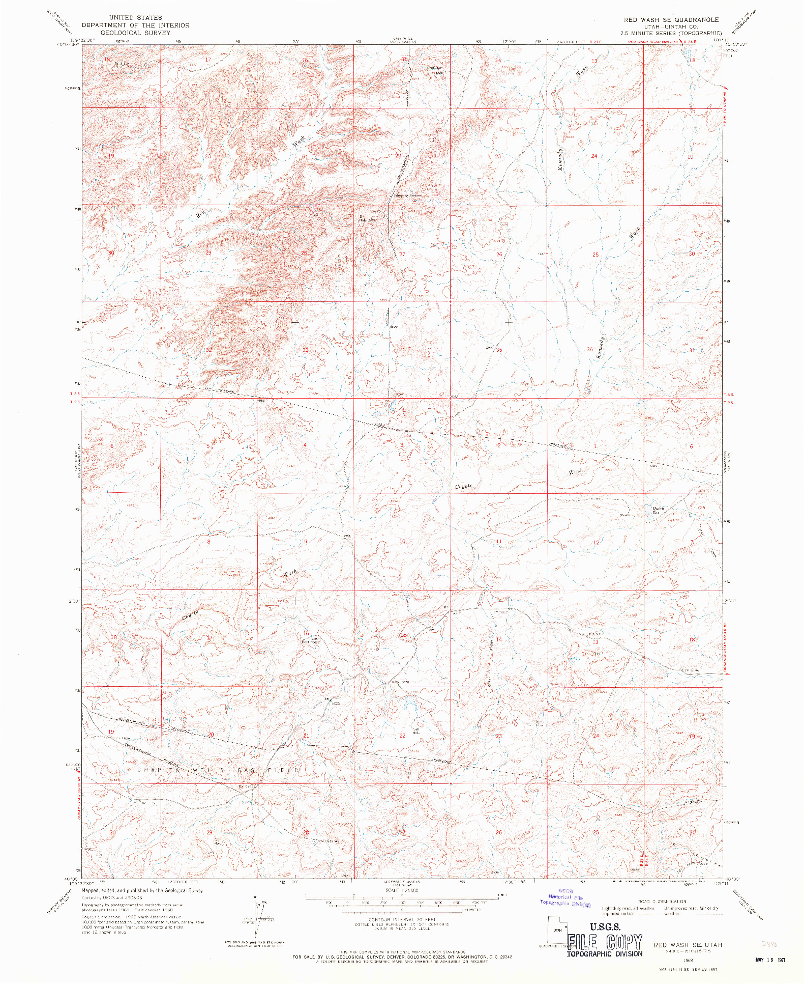 USGS 1:24000-SCALE QUADRANGLE FOR RED WASH SE, UT 1968