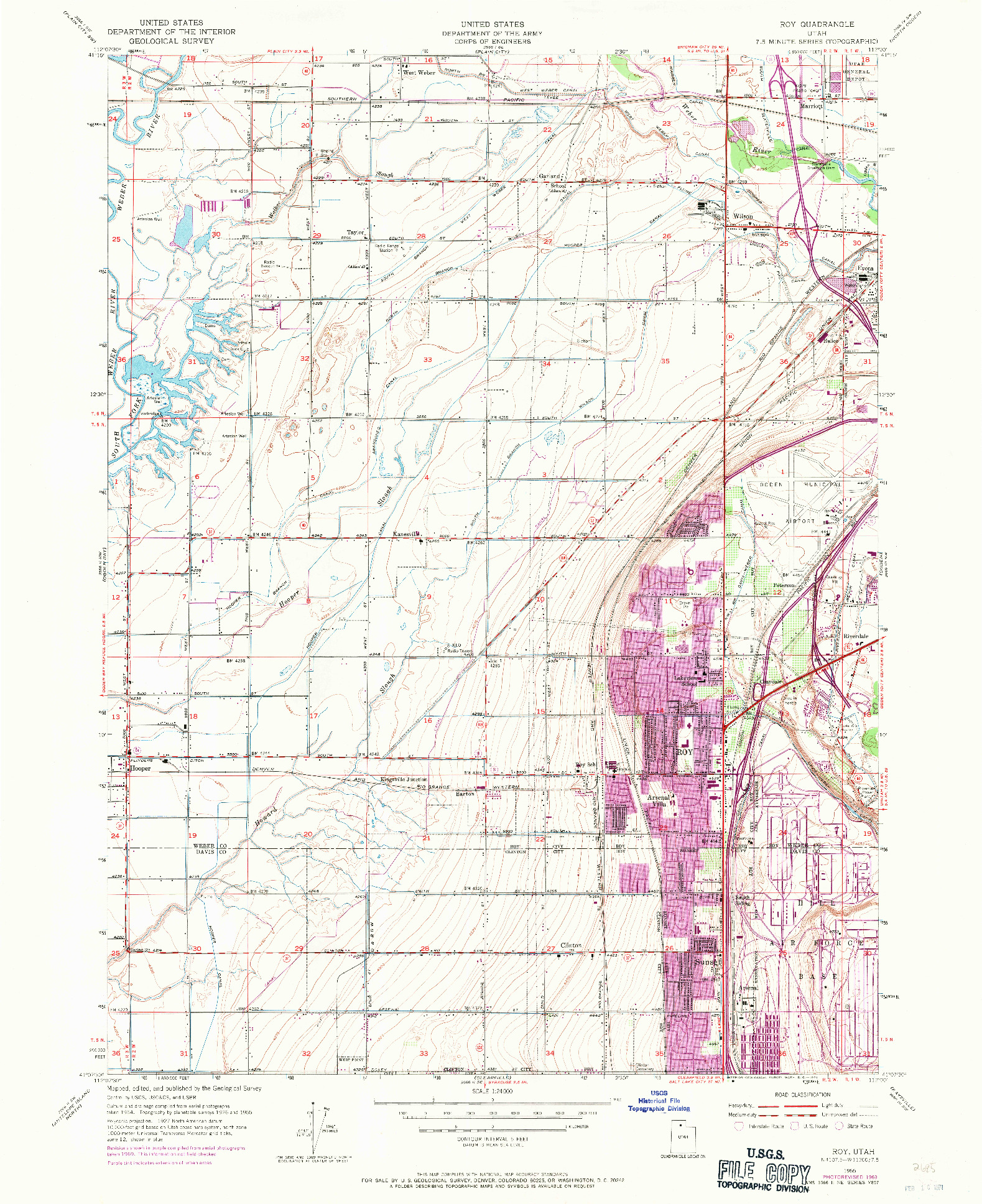 USGS 1:24000-SCALE QUADRANGLE FOR ROY, UT 1955