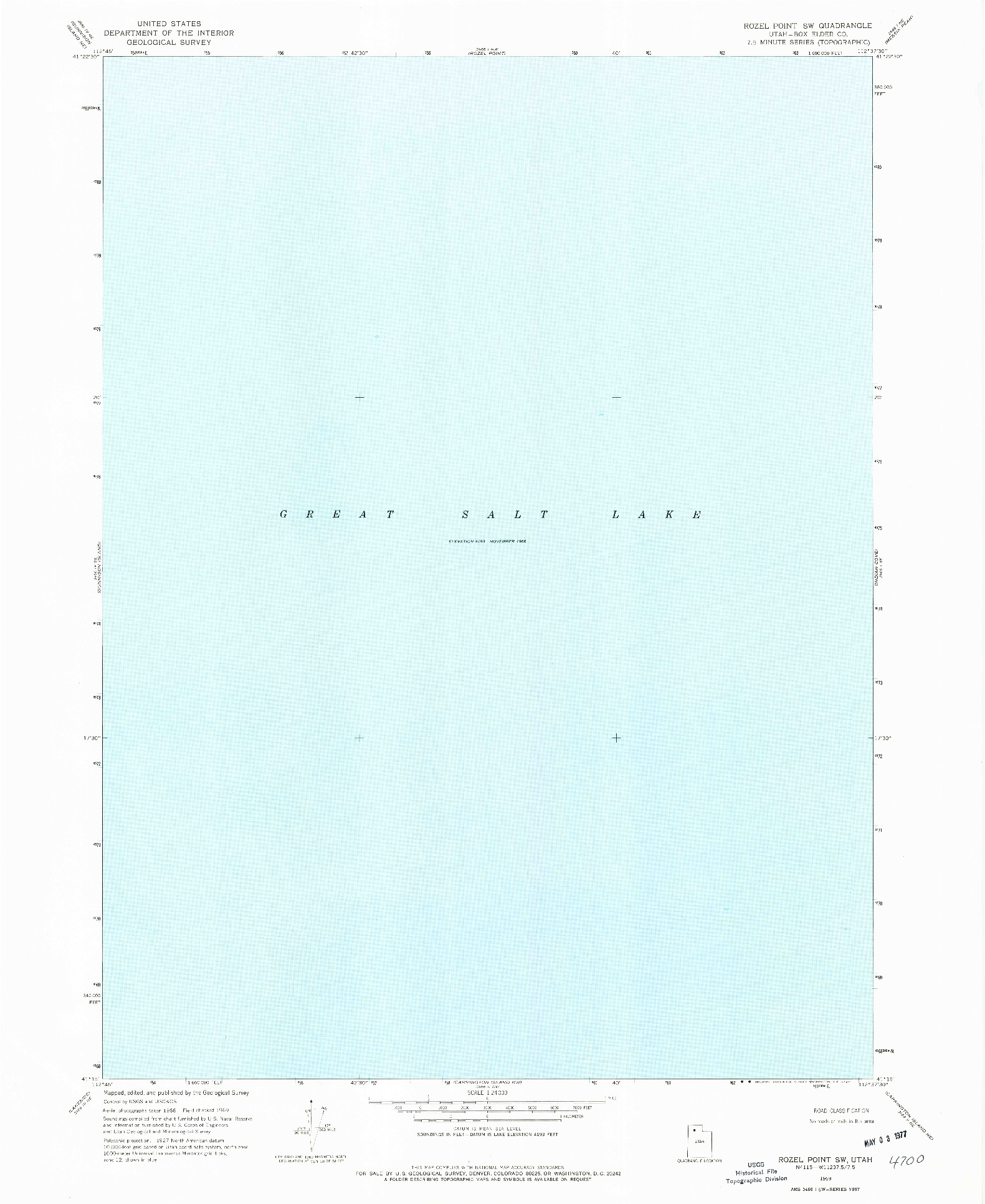 USGS 1:24000-SCALE QUADRANGLE FOR ROZEL POINT SW, UT 1969