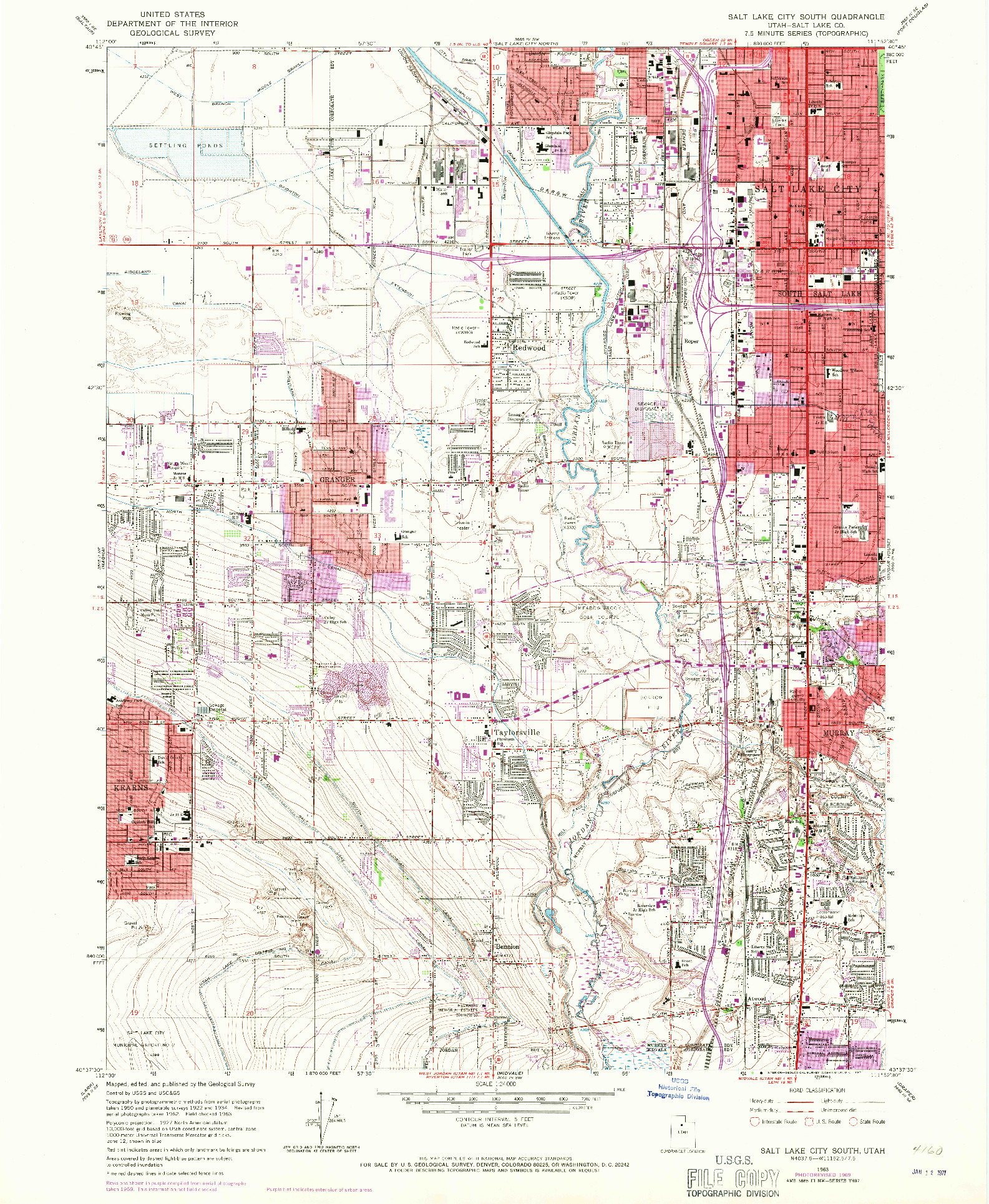 USGS 1:24000-SCALE QUADRANGLE FOR SALT LAKE CITY SOUTH, UT 1963