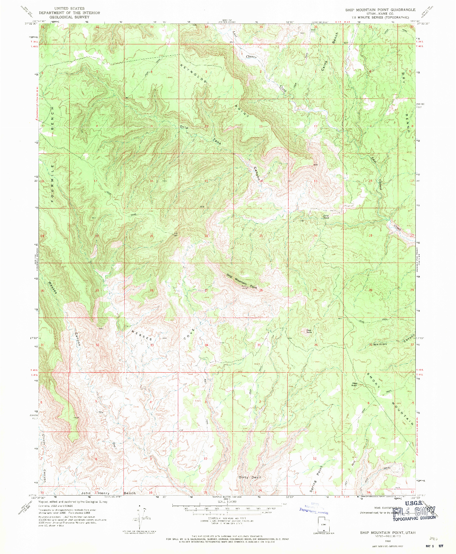 USGS 1:24000-SCALE QUADRANGLE FOR SHIP MOUNTAIN POINT, UT 1968