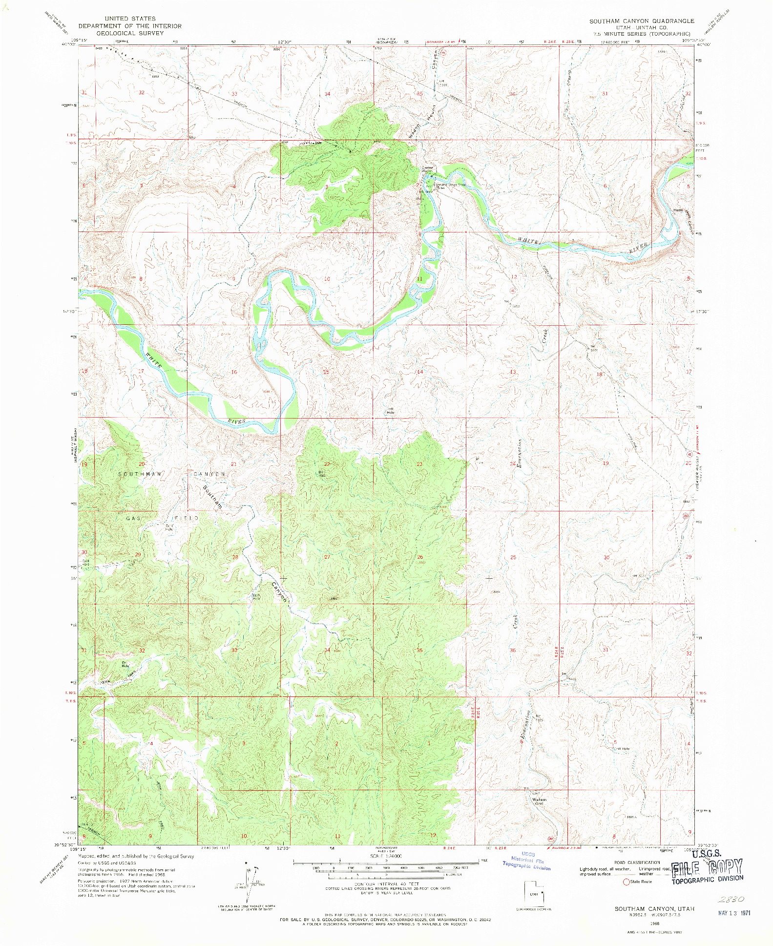 USGS 1:24000-SCALE QUADRANGLE FOR SOUTHAM CANYON, UT 1968