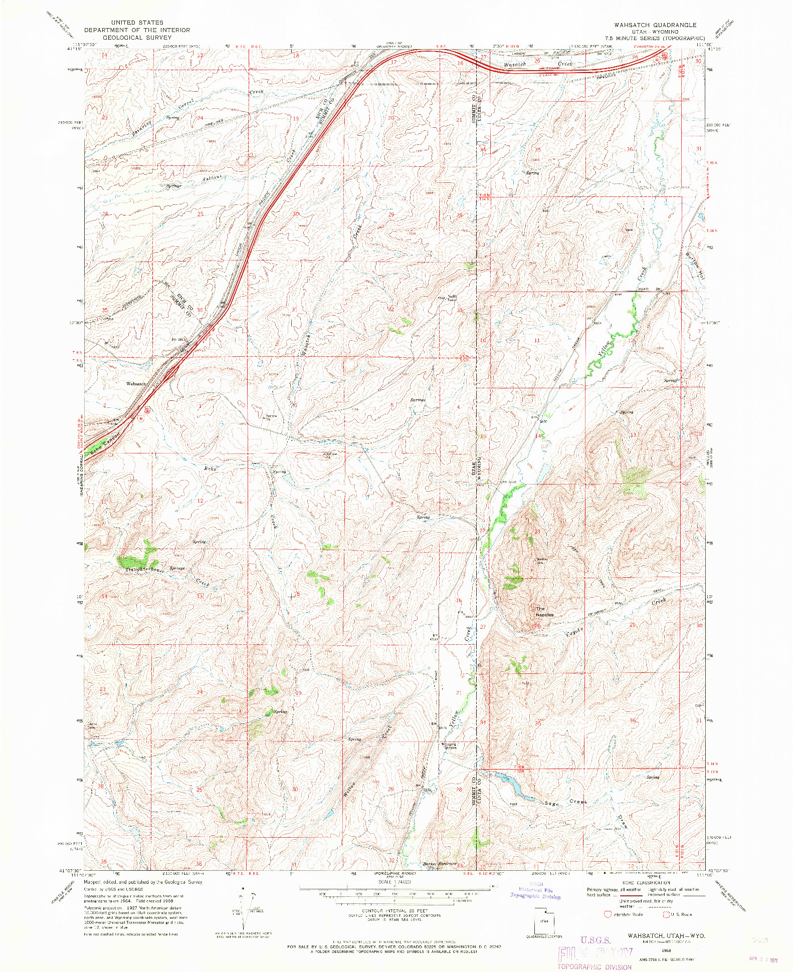 USGS 1:24000-SCALE QUADRANGLE FOR WAHSATCH, UT 1968