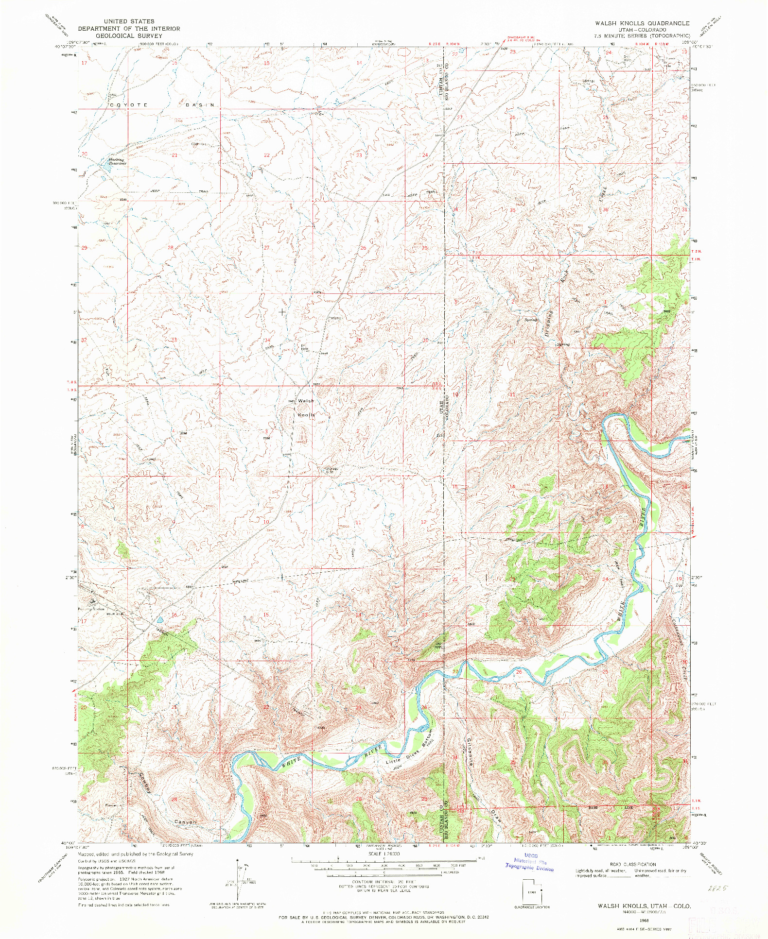 USGS 1:24000-SCALE QUADRANGLE FOR WALSH KNOLLS, UT 1968