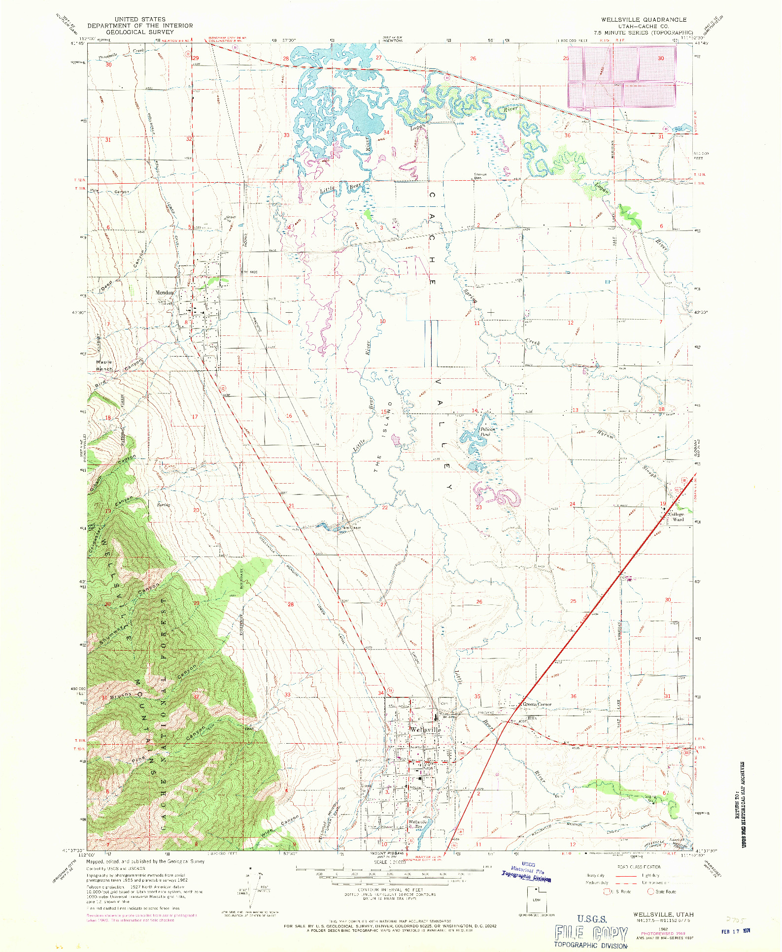USGS 1:24000-SCALE QUADRANGLE FOR WELLSVILLE, UT 1962