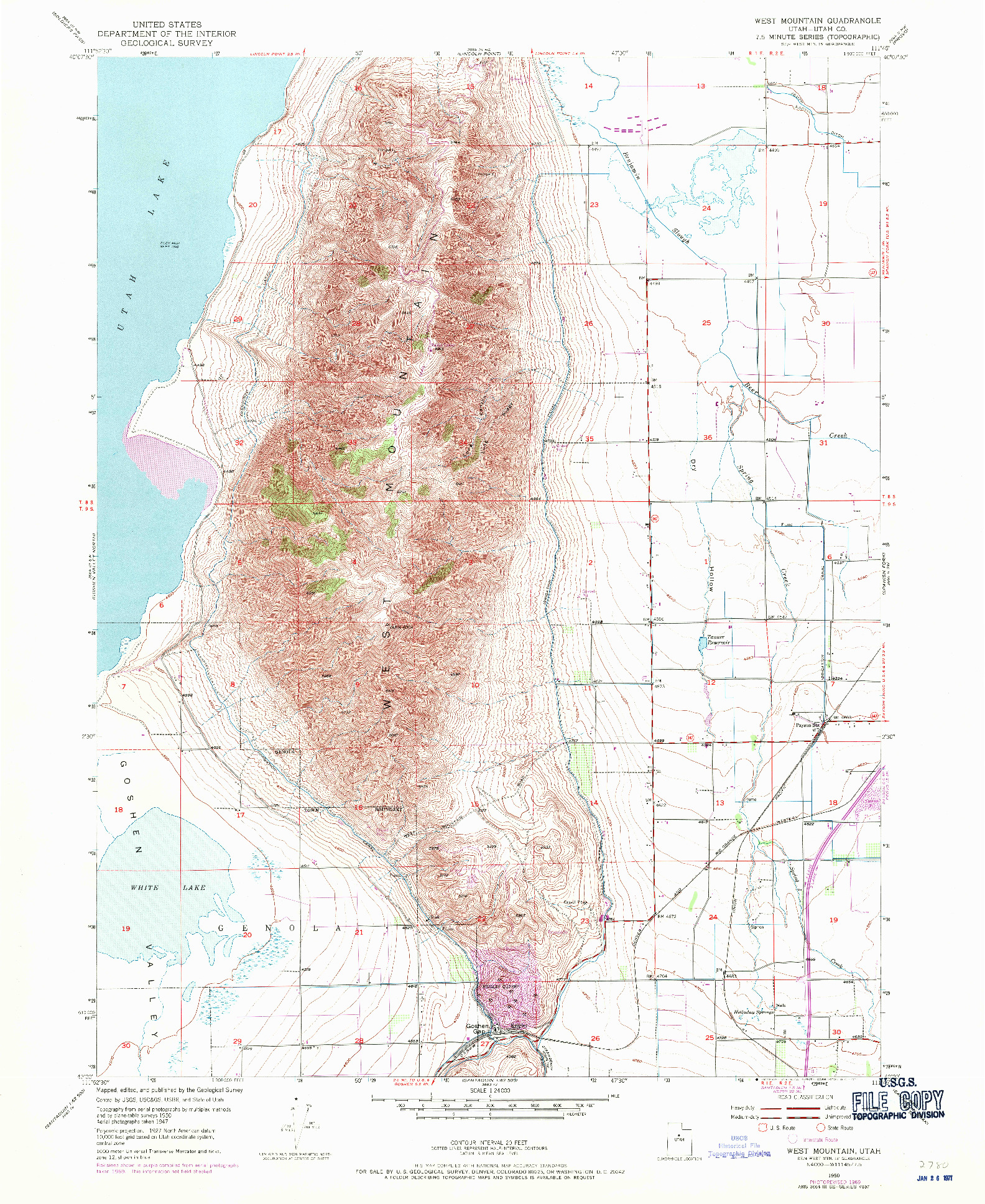 USGS 1:24000-SCALE QUADRANGLE FOR WEST MOUNTAIN, UT 1950