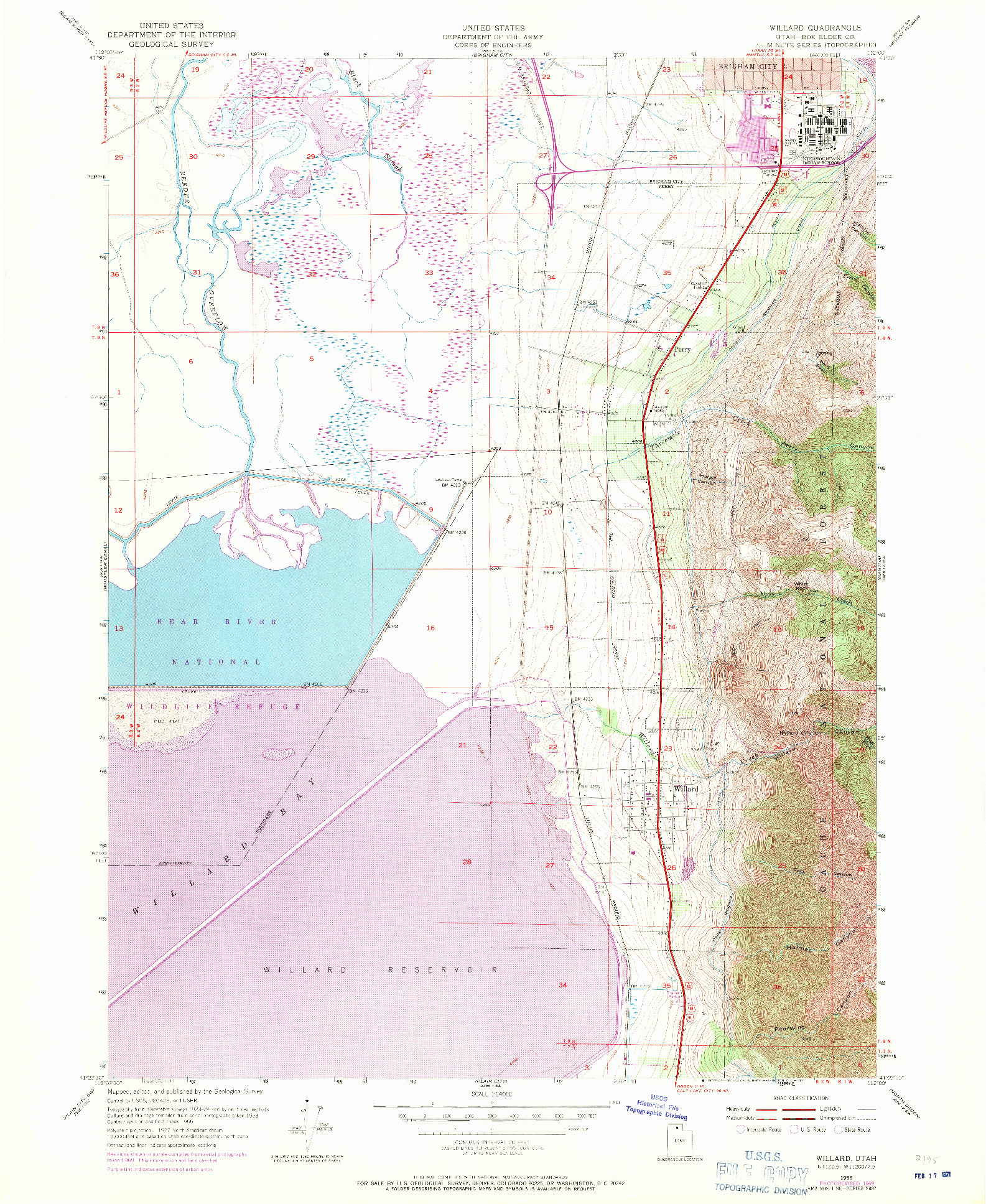 USGS 1:24000-SCALE QUADRANGLE FOR WILLARD, UT 1955