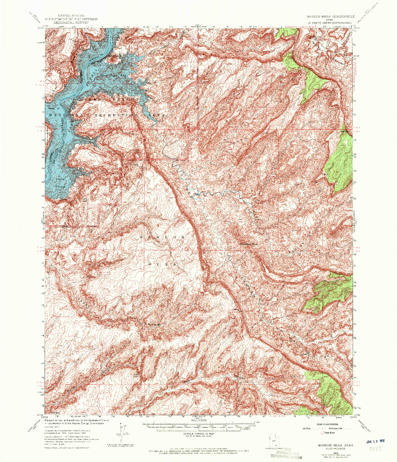 USGS 1:62500-SCALE QUADRANGLE FOR MANCOS MESA, UT 1952