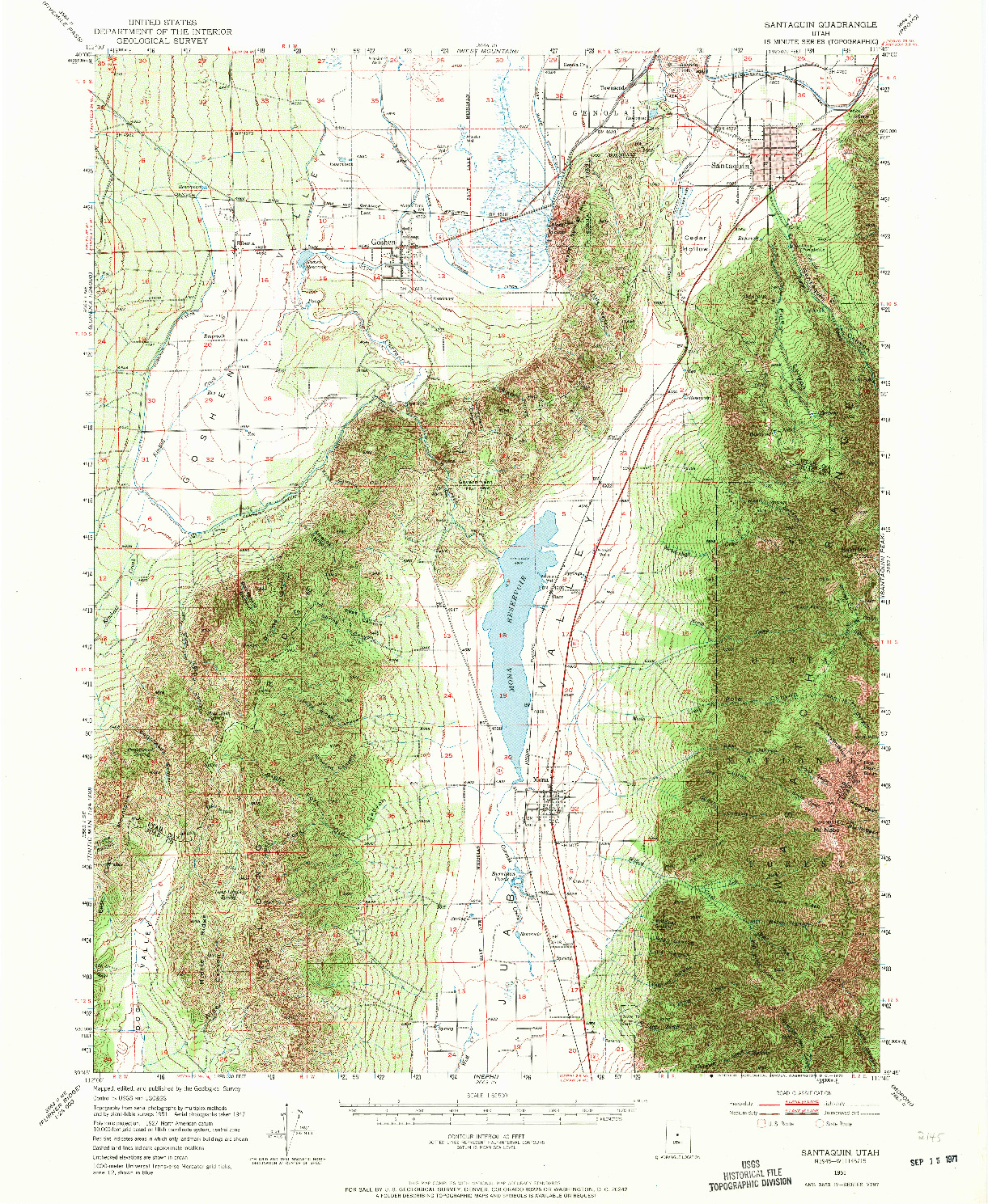 USGS 1:62500-SCALE QUADRANGLE FOR SANTAQUIN, UT 1951