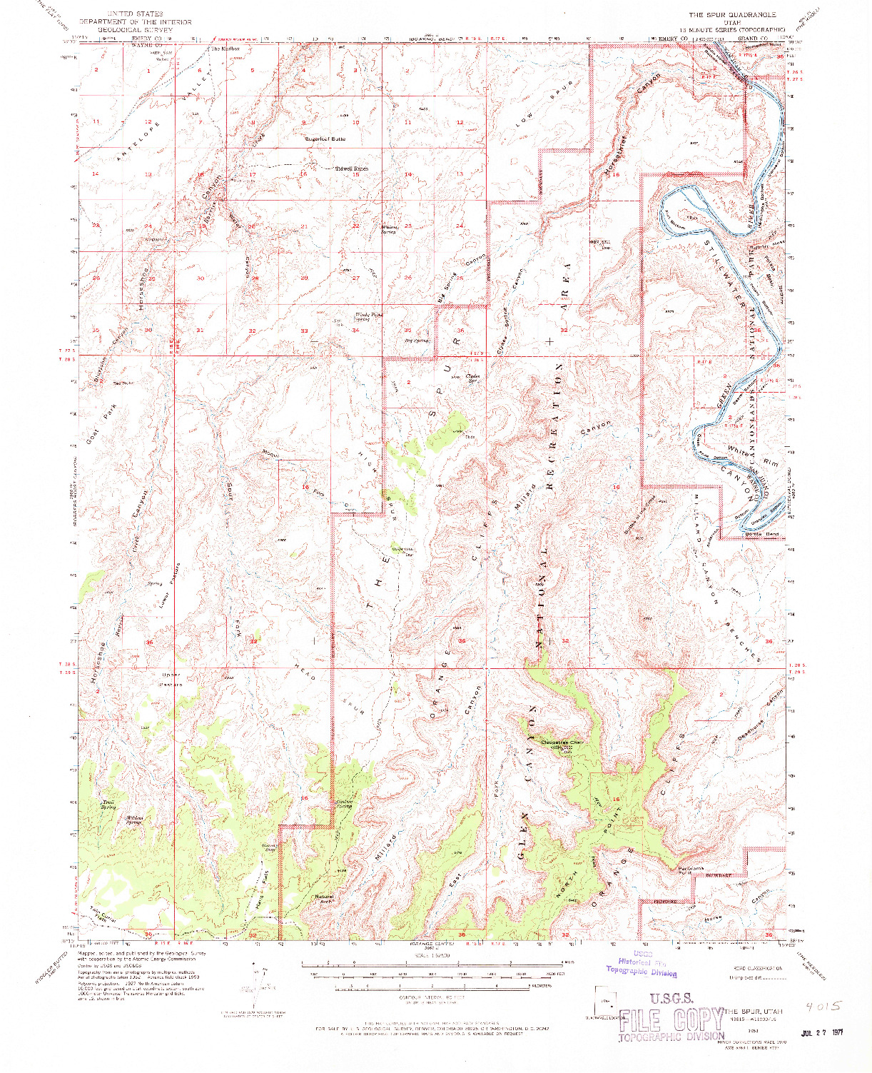 USGS 1:62500-SCALE QUADRANGLE FOR THE SPUR, UT 1953