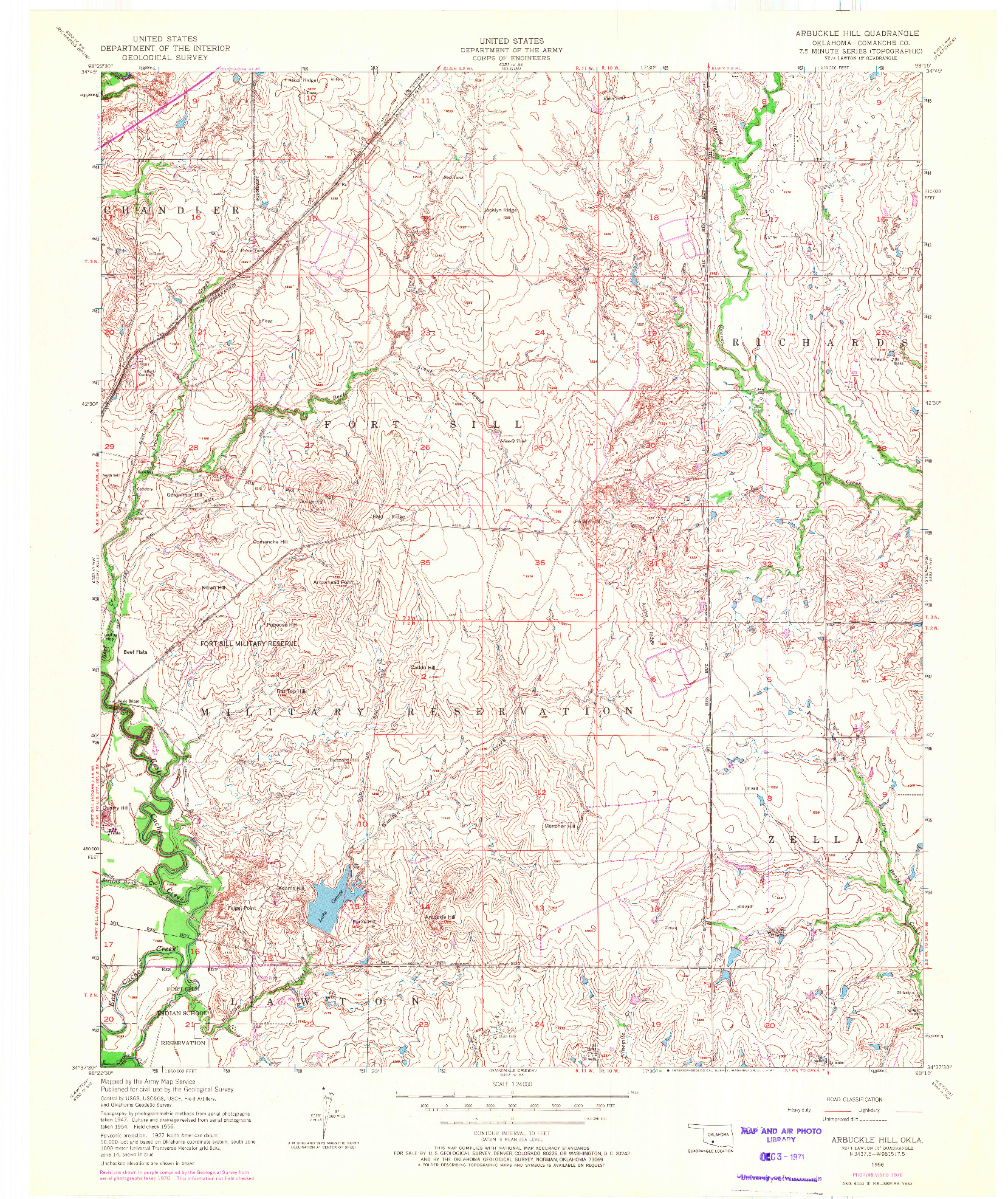 USGS 1:24000-SCALE QUADRANGLE FOR ARBUCKLE HILL, OK 1956