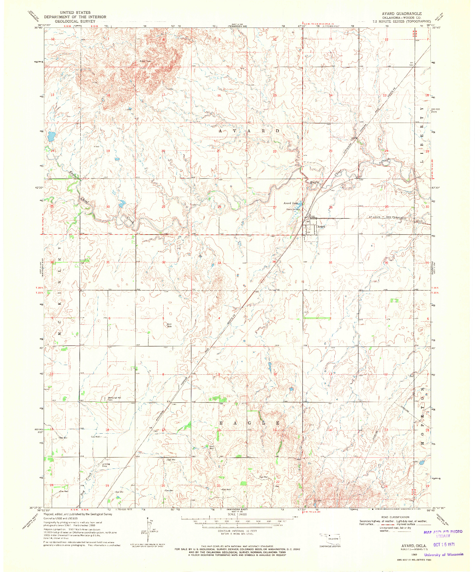 USGS 1:24000-SCALE QUADRANGLE FOR AVARD, OK 1969