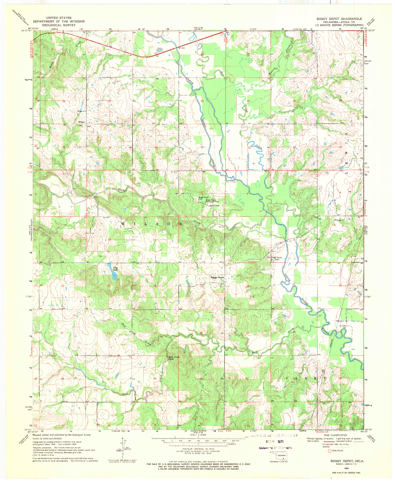 USGS 1:24000-SCALE QUADRANGLE FOR BOGGY DEPOT, OK 1969