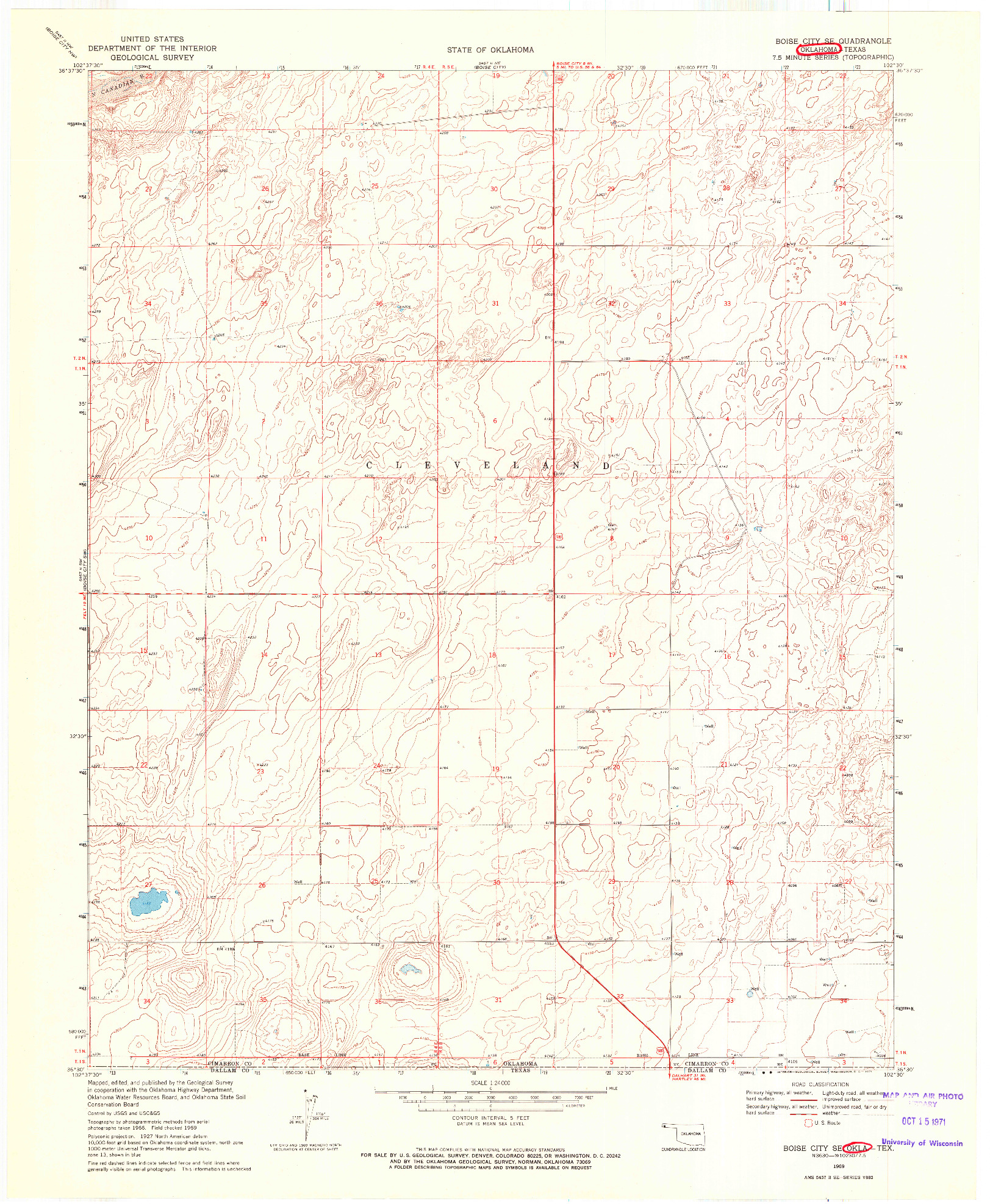 USGS 1:24000-SCALE QUADRANGLE FOR BOISE CITY SE, OK 1969