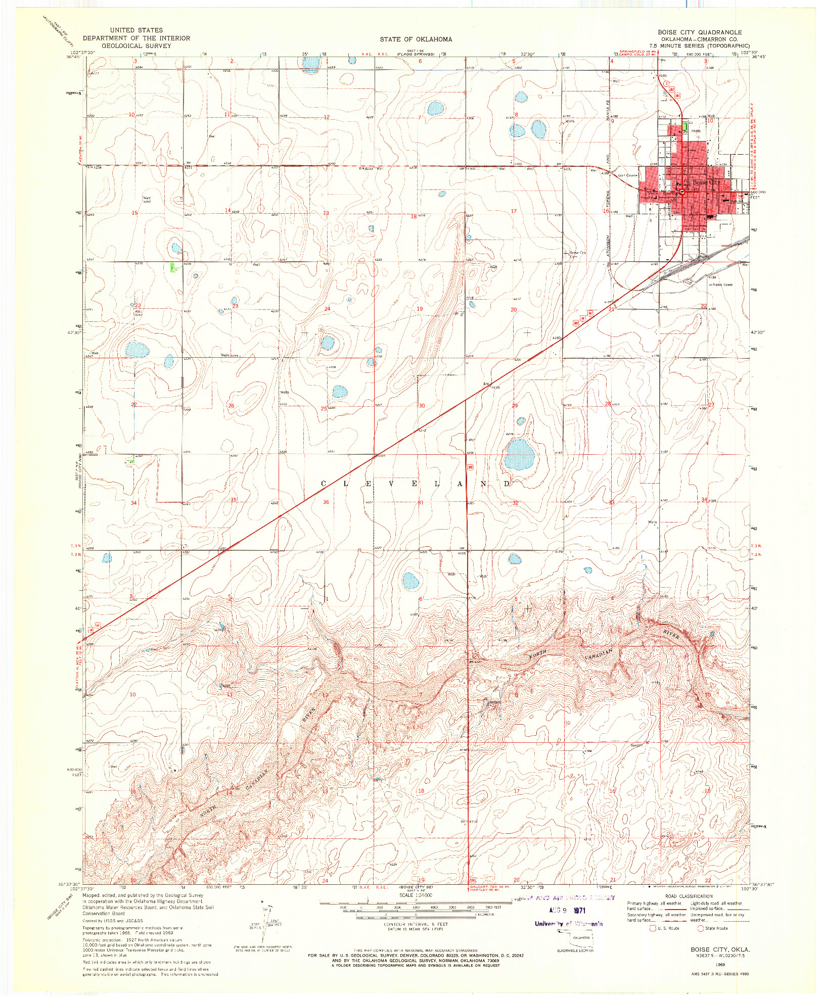 USGS 1:24000-SCALE QUADRANGLE FOR BOISE CITY, OK 1969