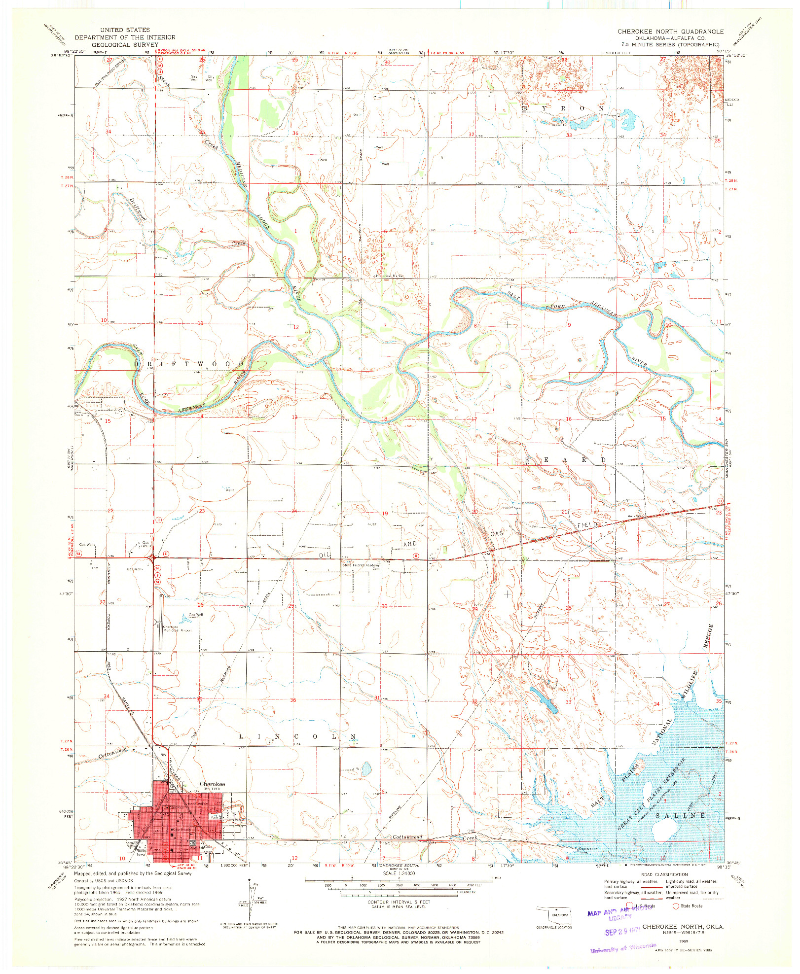 USGS 1:24000-SCALE QUADRANGLE FOR CHEROKEE NORTH, OK 1969