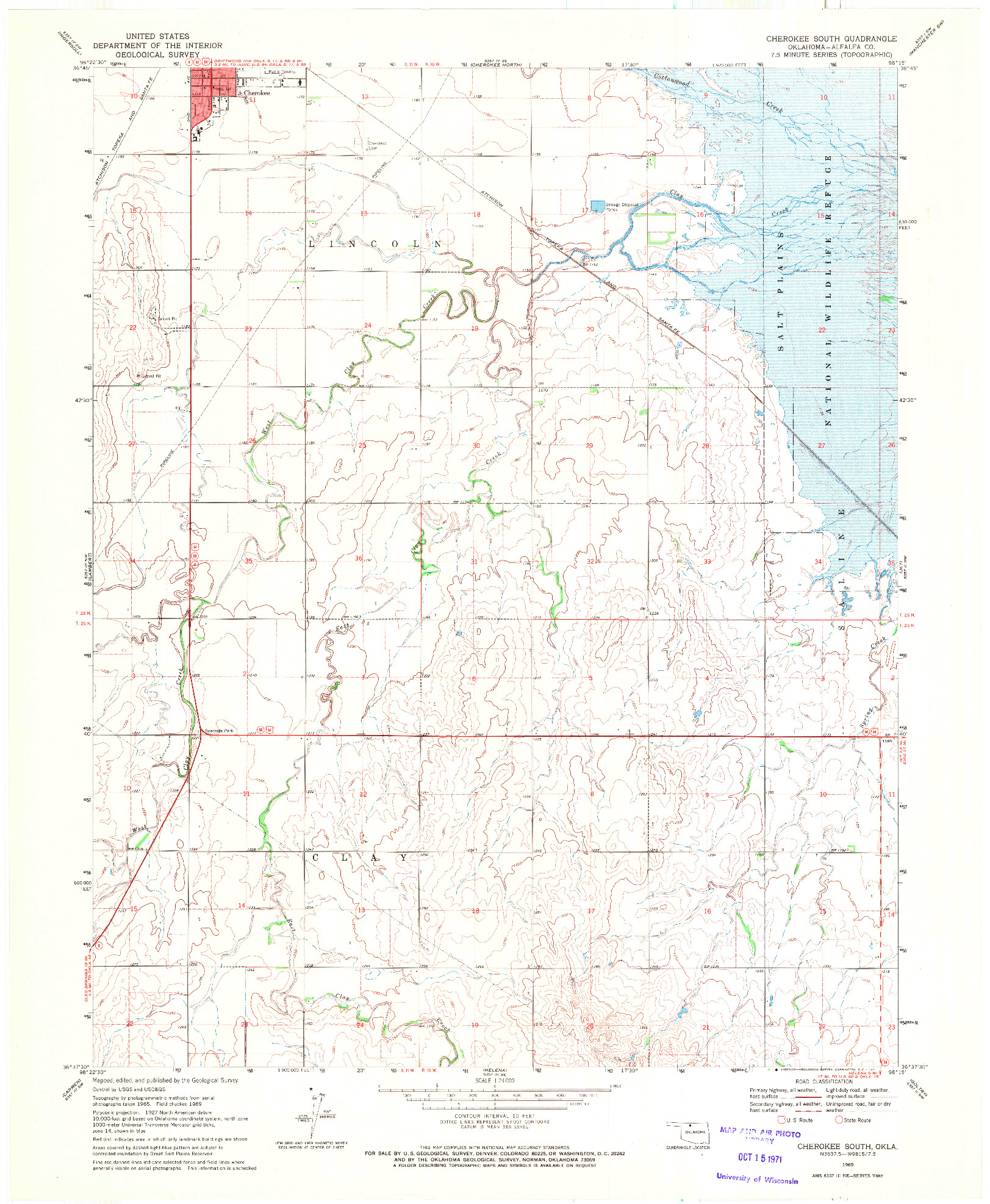 USGS 1:24000-SCALE QUADRANGLE FOR CHEROKEE SOUTH, OK 1969