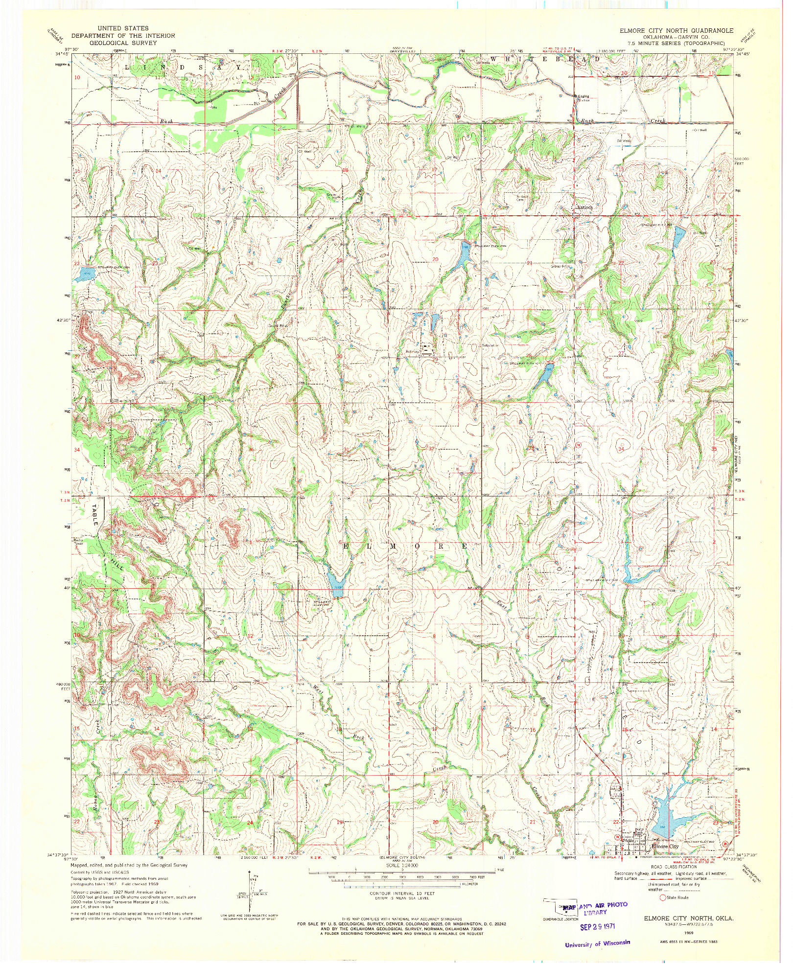 USGS 1:24000-SCALE QUADRANGLE FOR ELMORE CITY NORTH, OK 1969