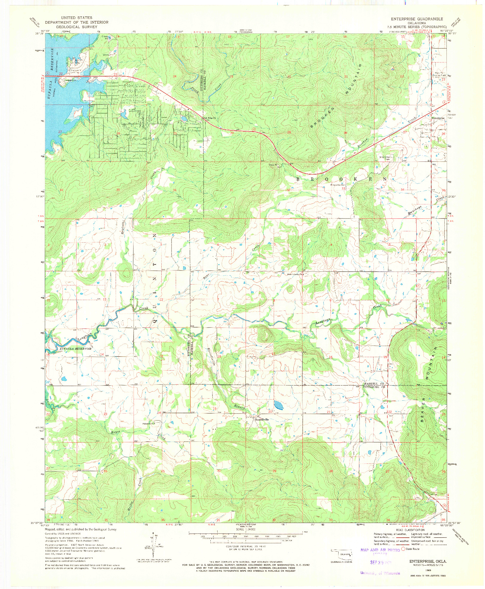 USGS 1:24000-SCALE QUADRANGLE FOR ENTERPRISE, OK 1969