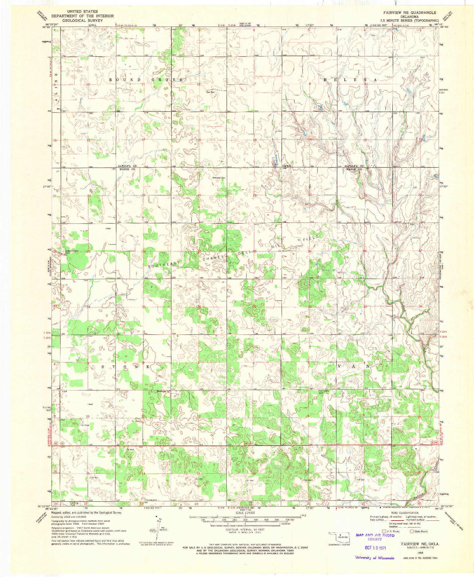 USGS 1:24000-SCALE QUADRANGLE FOR FAIRVIEW NE, OK 1969