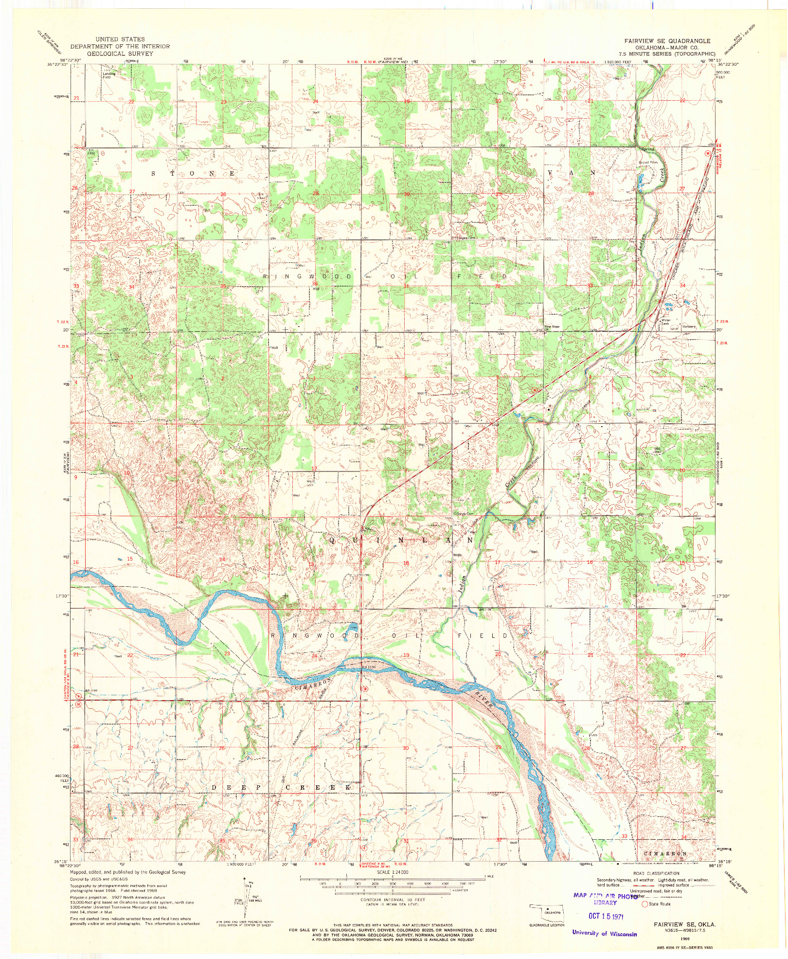 USGS 1:24000-SCALE QUADRANGLE FOR FAIRVIEW SE, OK 1969