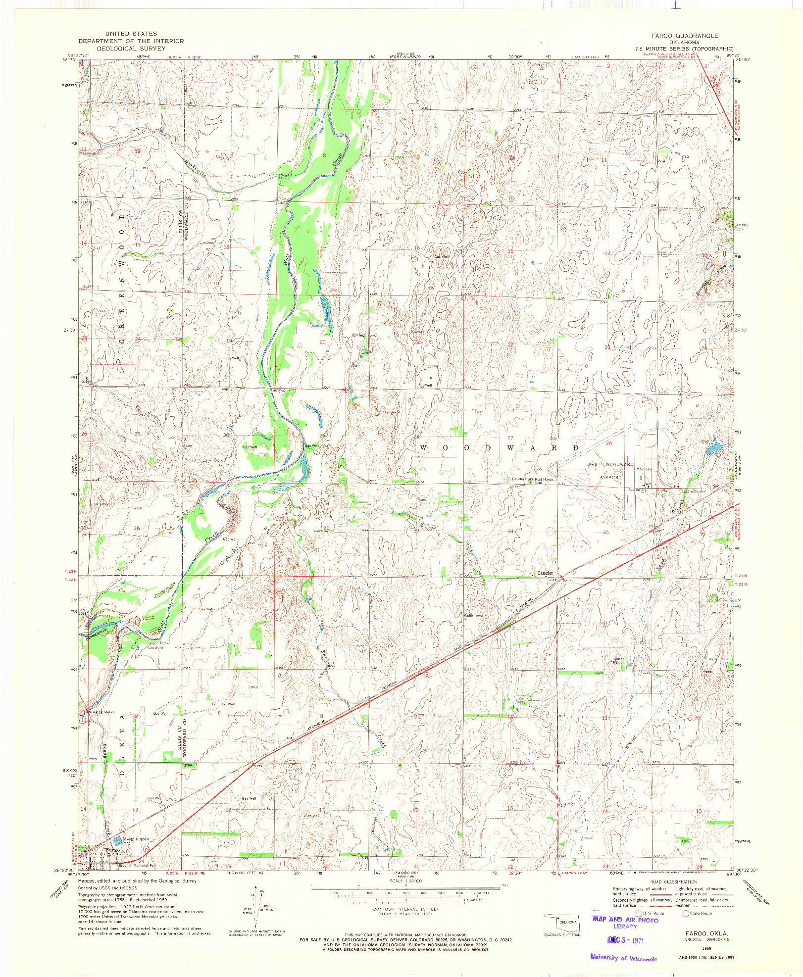 USGS 1:24000-SCALE QUADRANGLE FOR FARGO, OK 1969