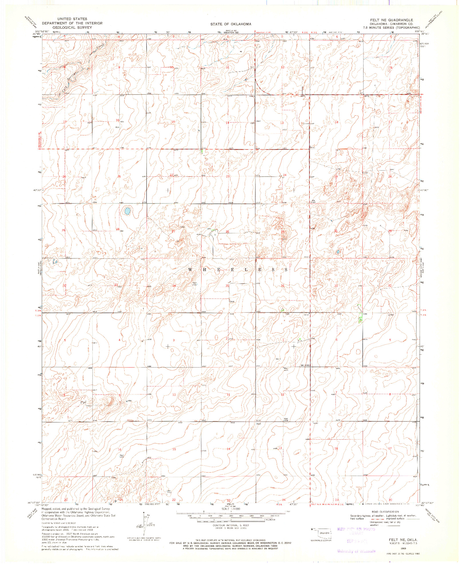 USGS 1:24000-SCALE QUADRANGLE FOR FELT NE, OK 1969