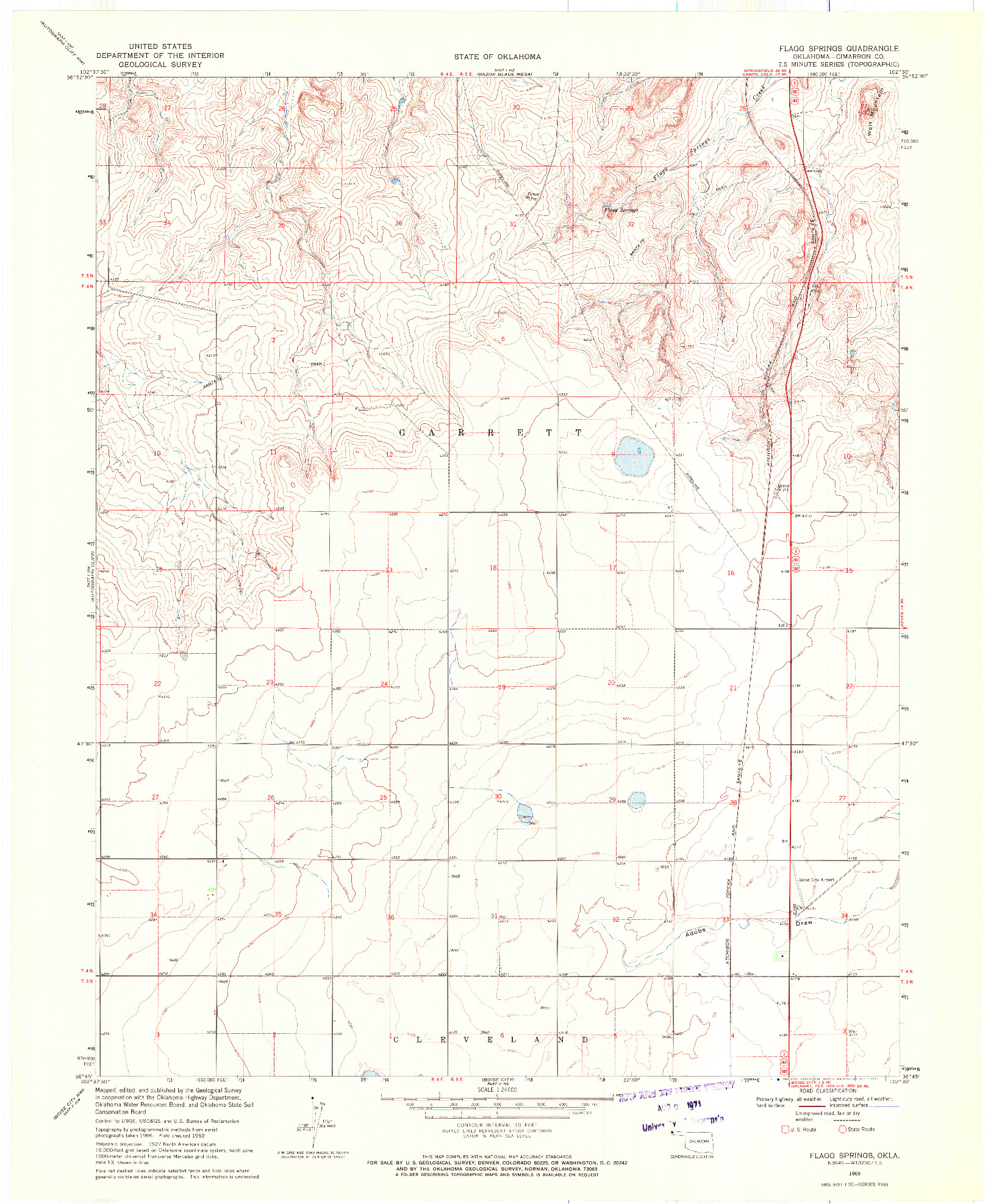 USGS 1:24000-SCALE QUADRANGLE FOR FLAGG SPRINGS, OK 1969